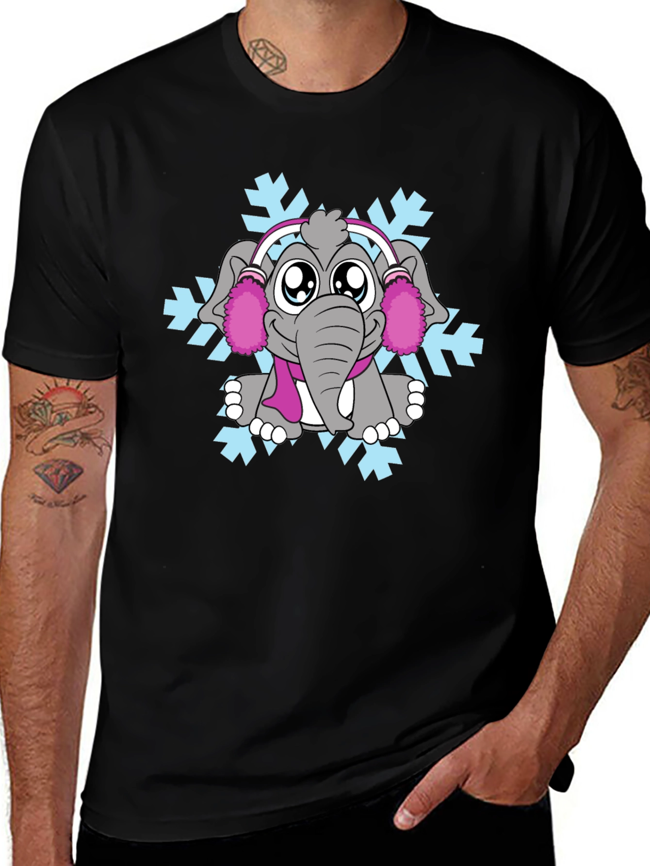 Elephant Snowflake Graphic Tee - Winter Style