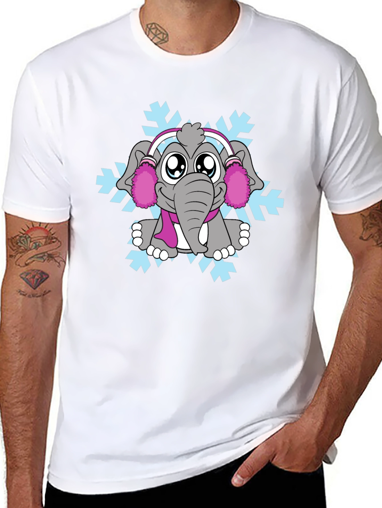 Elephant Snowflake Graphic Tee - Winter Style