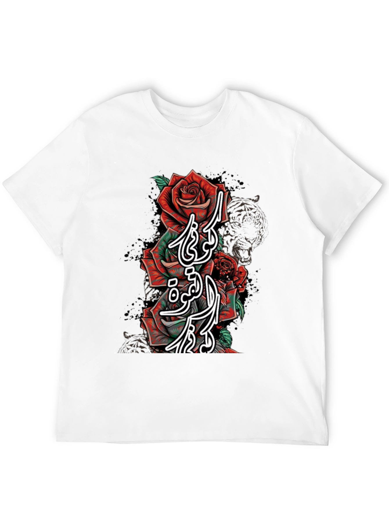 Rose Arabic Script Graphic Print T-Shirt
