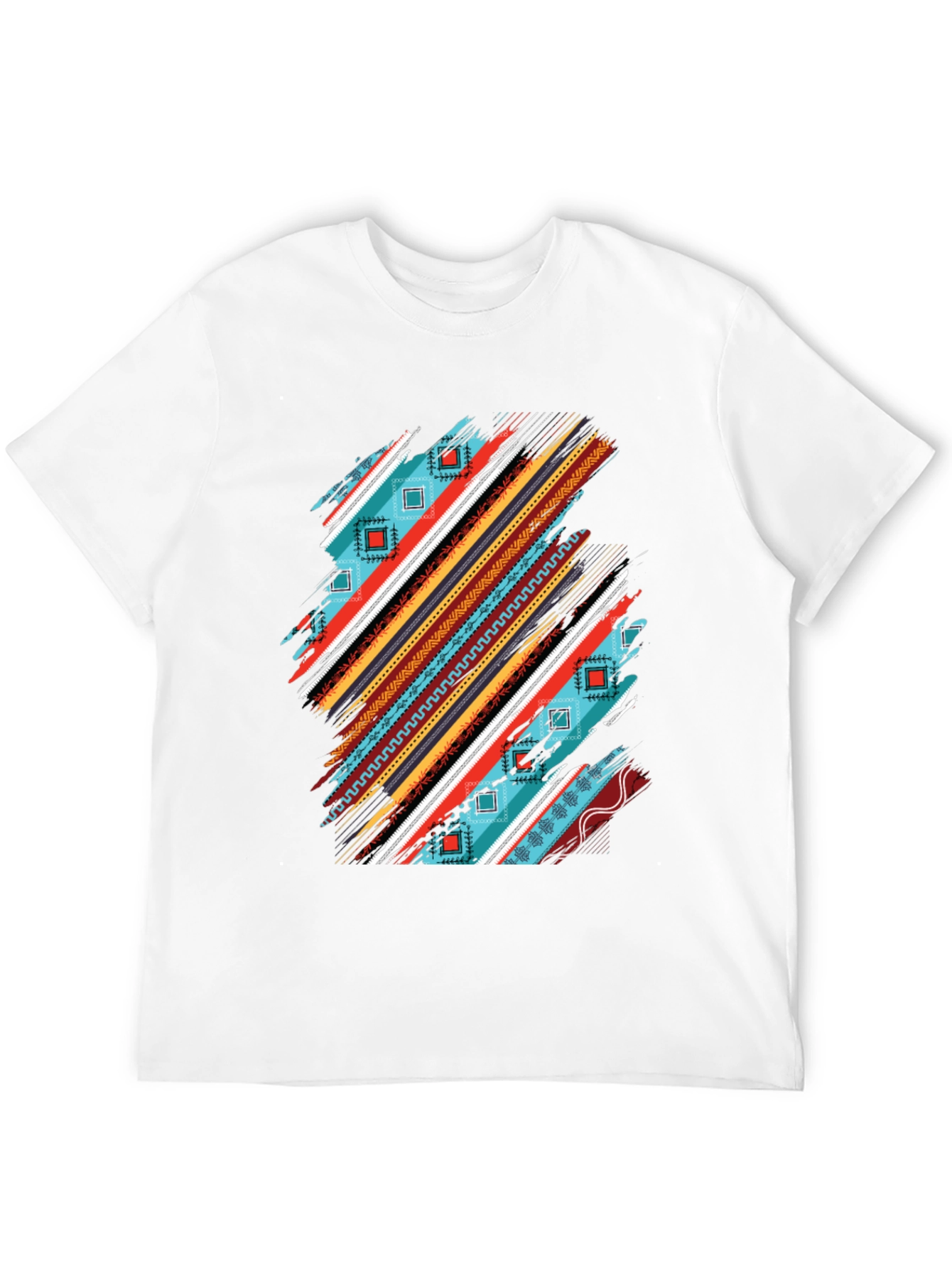 Tribal Stripe Graphic Mens Black T-Shirt