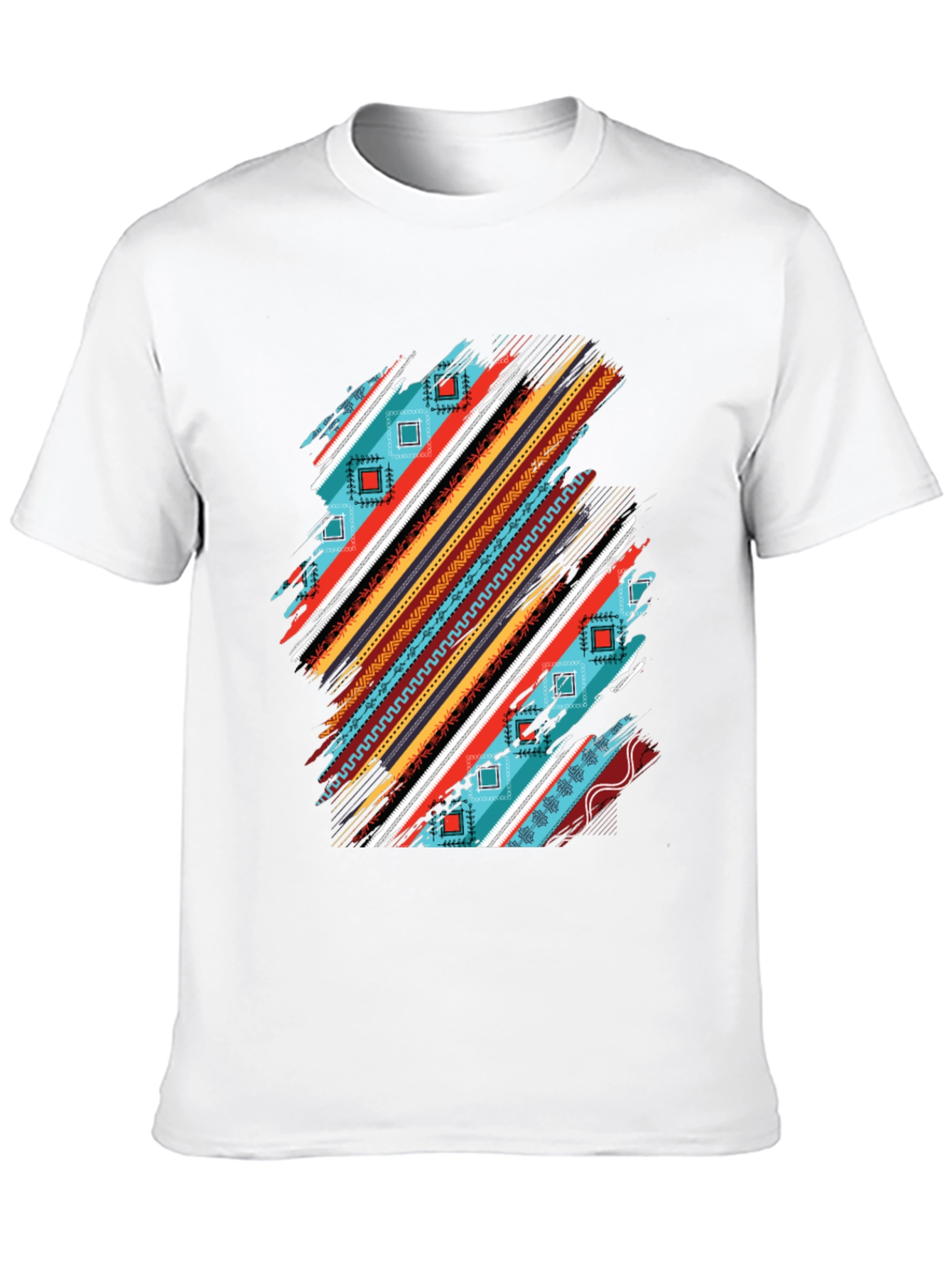 Tribal Stripe Graphic Mens Black T-Shirt