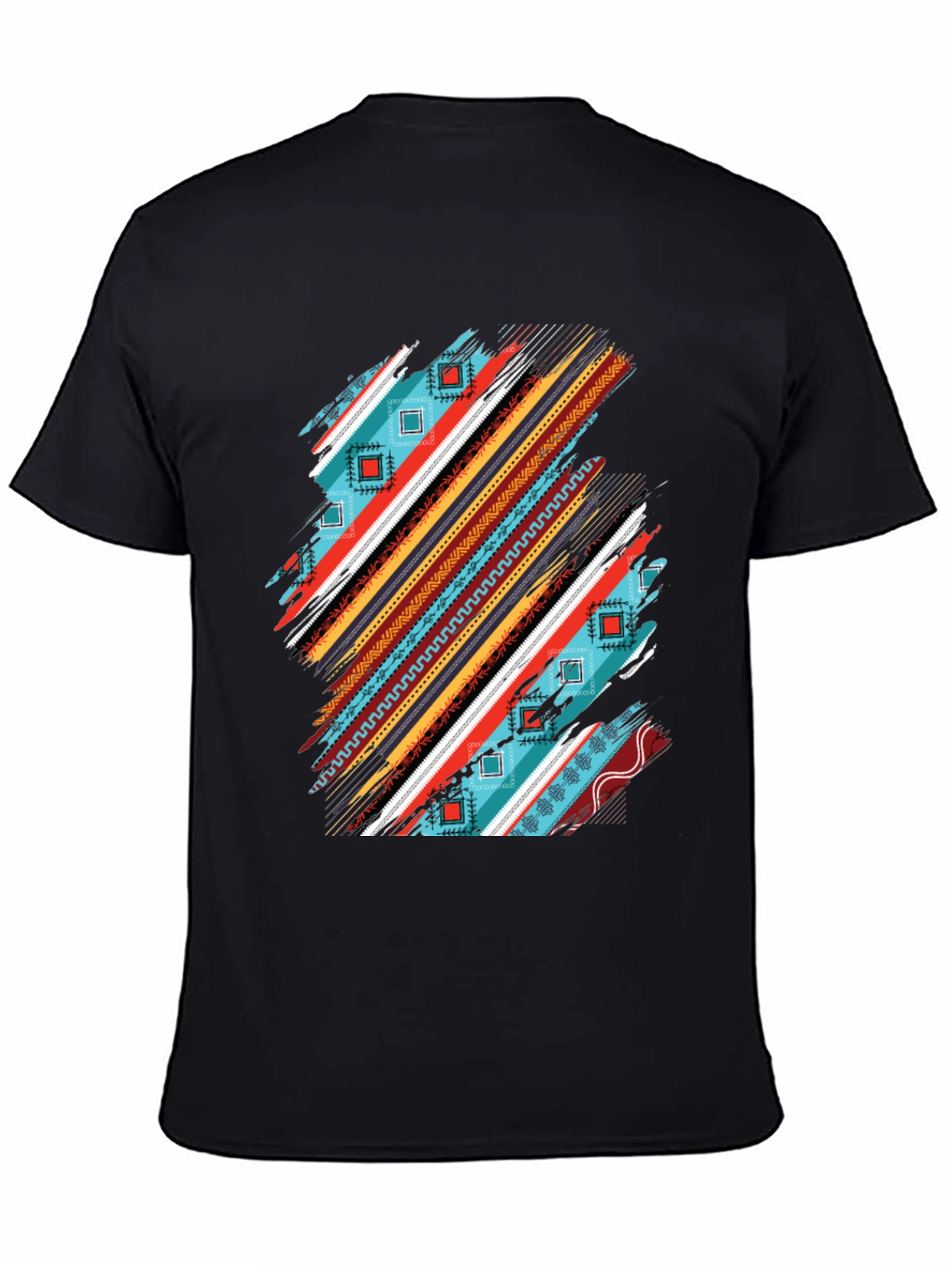 Tribal Stripe Graphic Mens Black T-Shirt