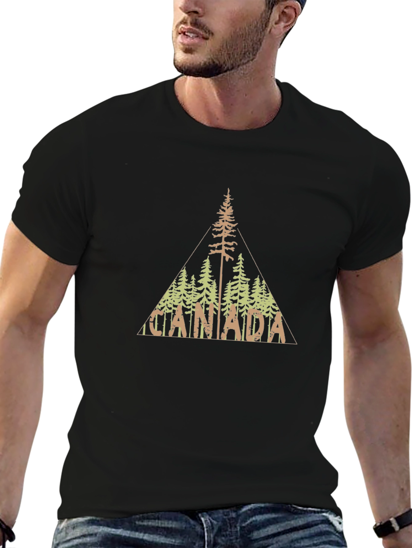 Canada Tree Line Graphic Black T-Shirt