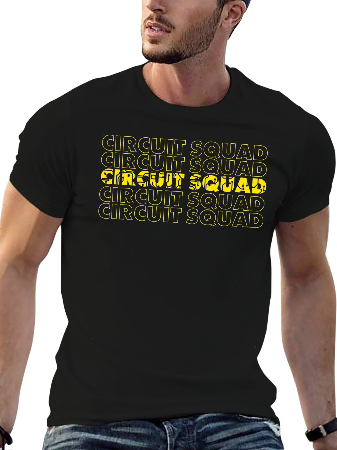 Circuit Squad Graphic Tee - Black Cotton T-Shirt