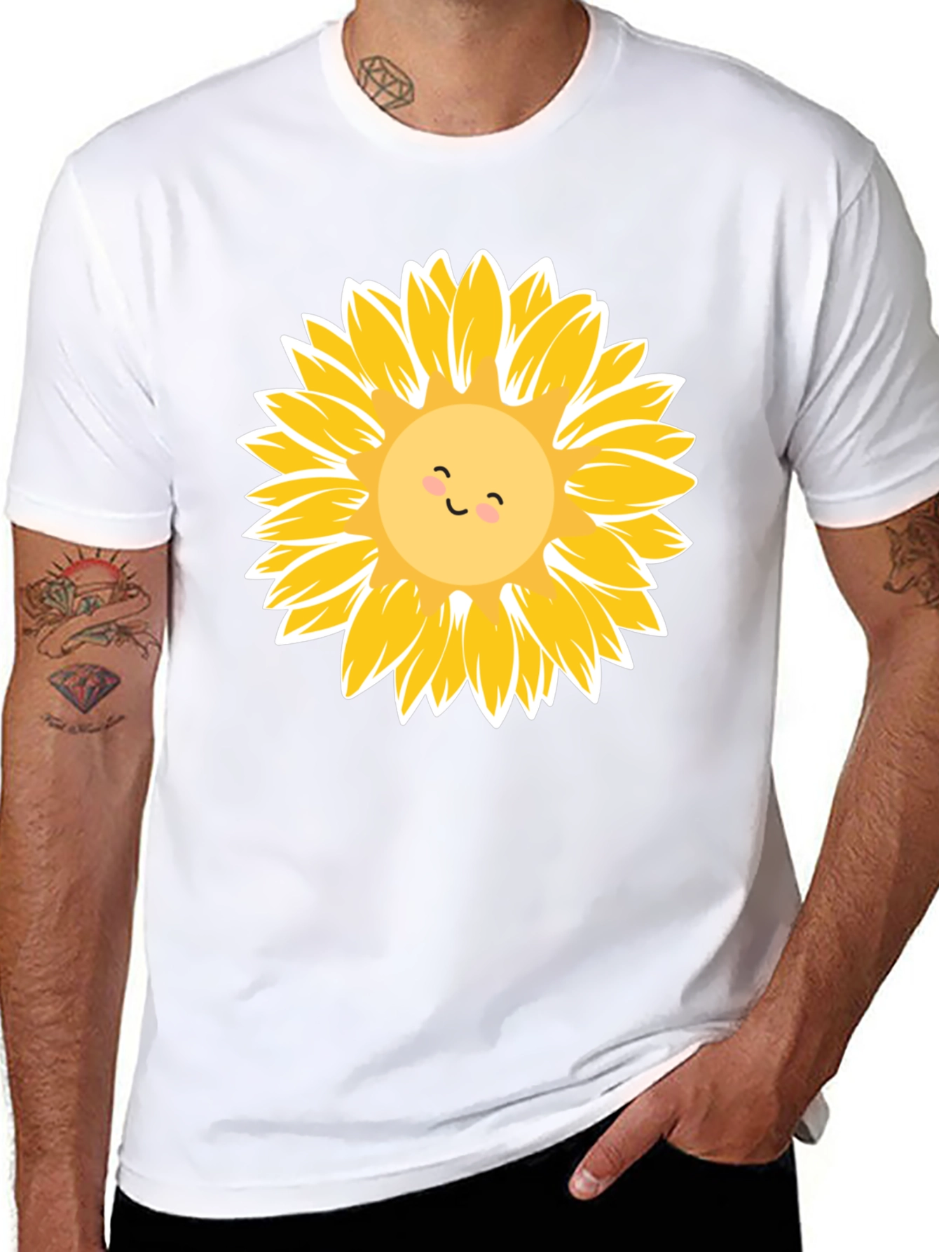 Sunflower Graphic Tee - Black Cotton Casual Shirt