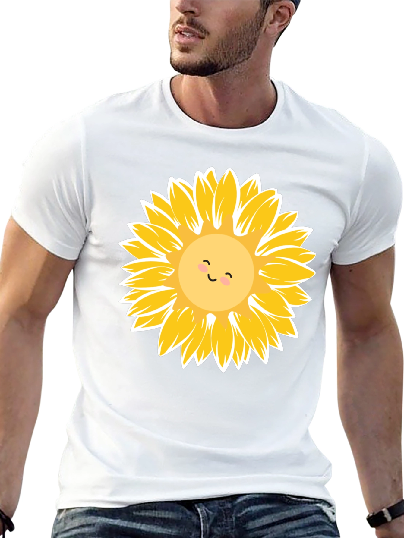Sunflower Graphic Tee - Black Cotton Casual Shirt