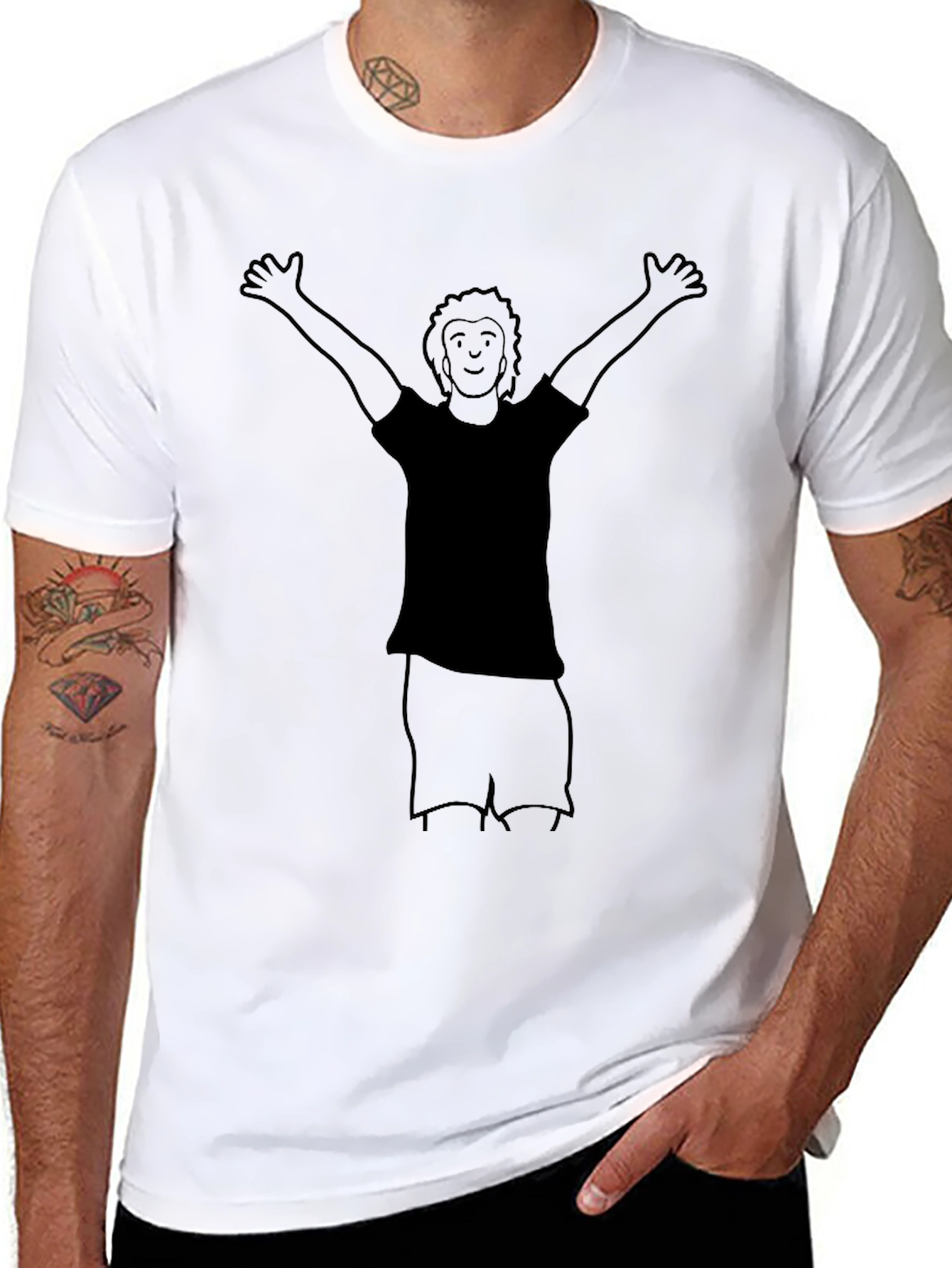Mans Black Graphic Tee - Stick Figure Design