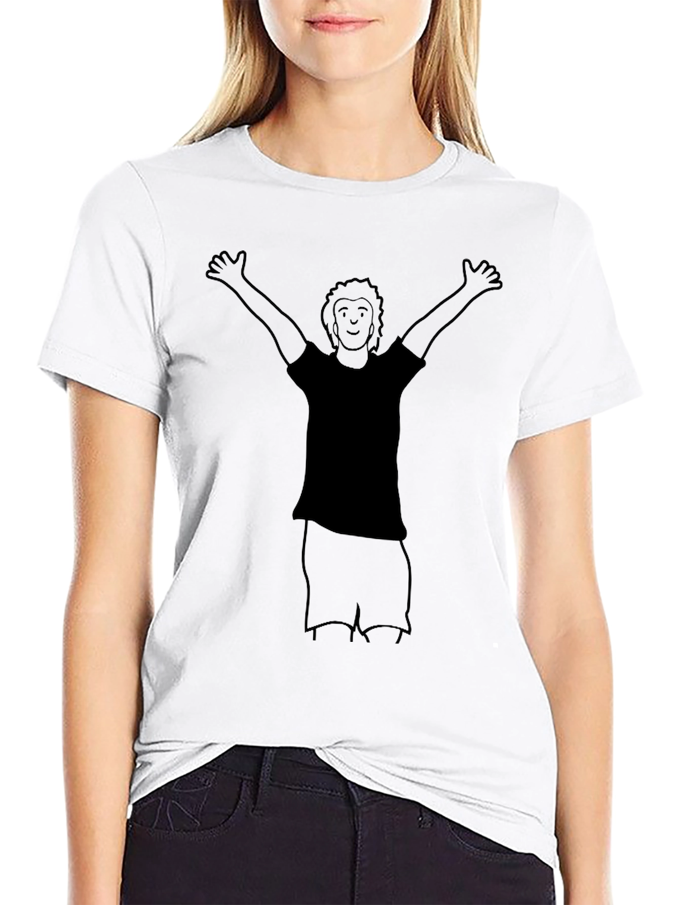 Mans Black Graphic Tee - Stick Figure Design