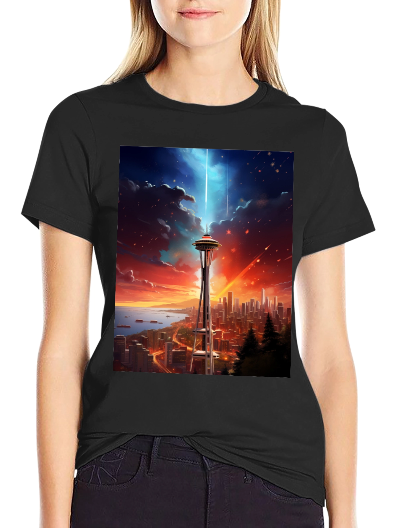 Space Needle Seattle T-Shirt - City Skyline Tee