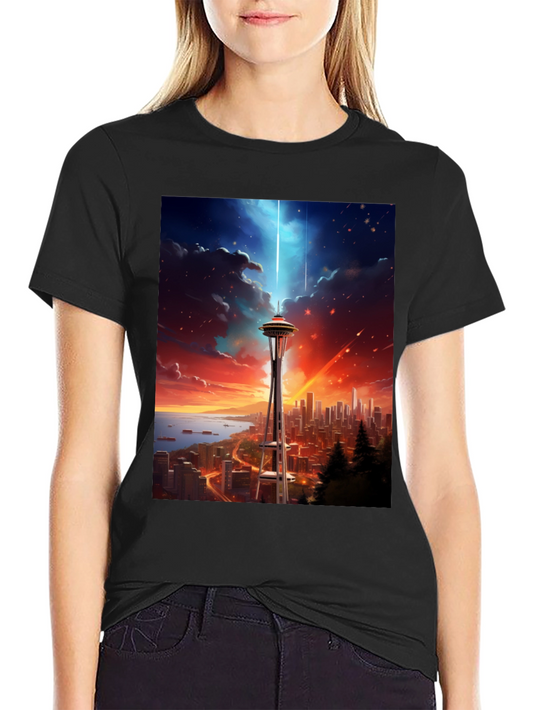 Space Needle Seattle T-Shirt - City Skyline Tee