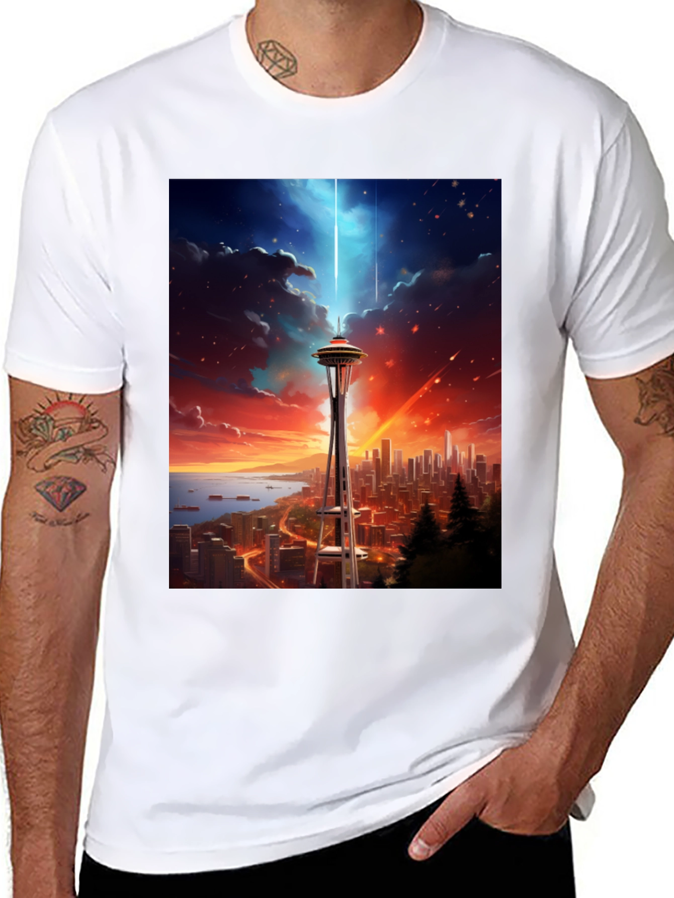 Space Needle Seattle T-Shirt - City Skyline Tee