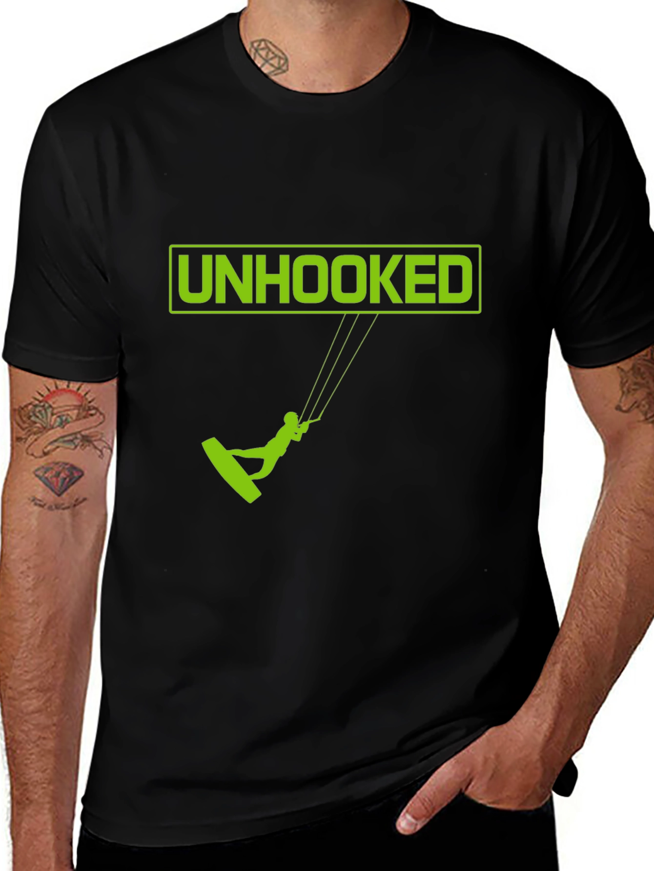 Unhooked Kitesurfing Graphic Tee - Black