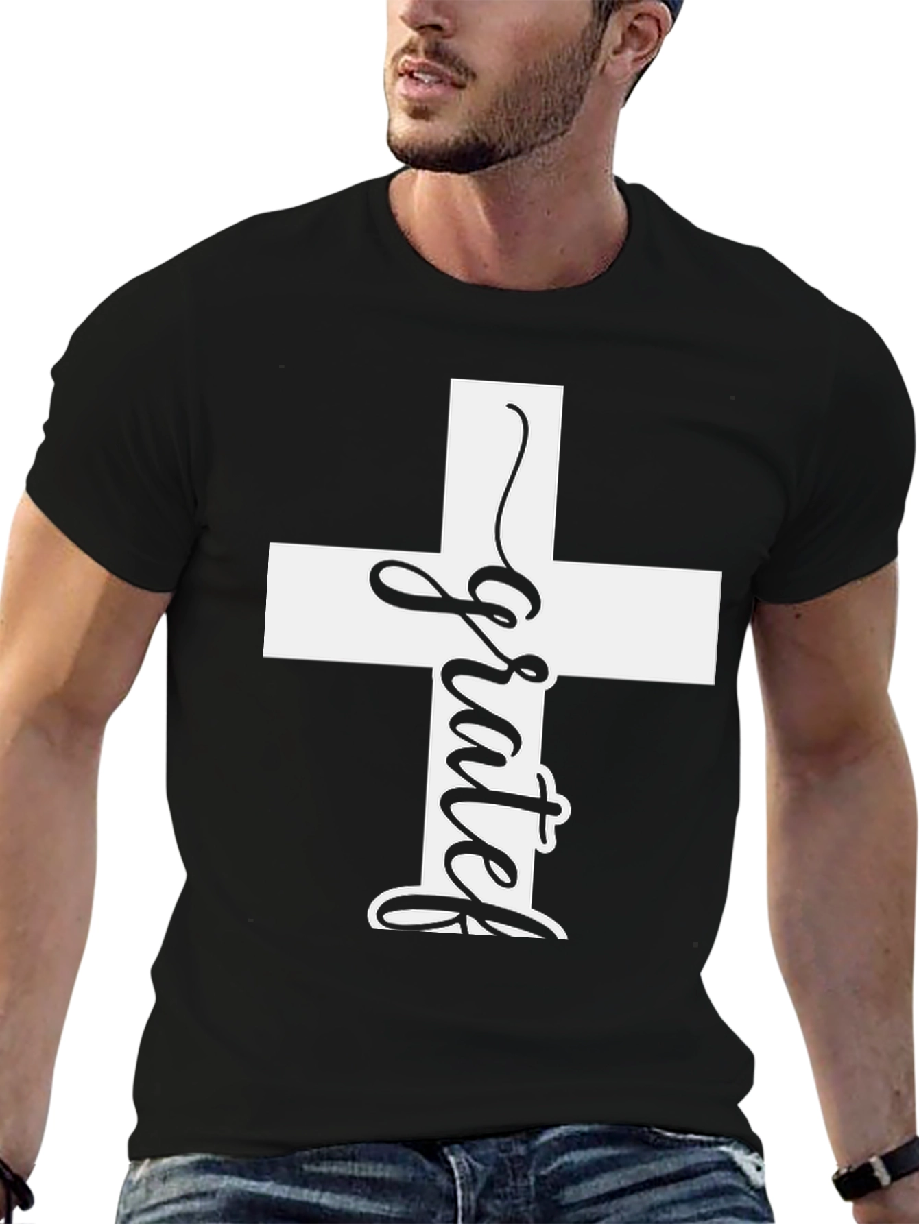 Grateful Cross Graphic Tee - Stylish Christian Apparel