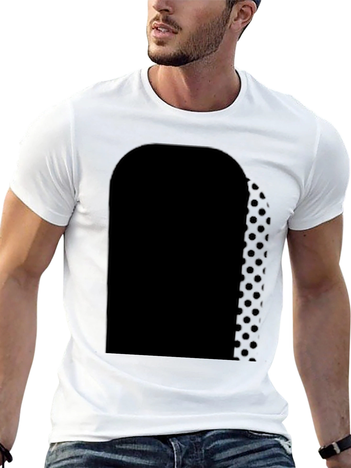 Mens Black T-Shirt with Abstract Panel Design