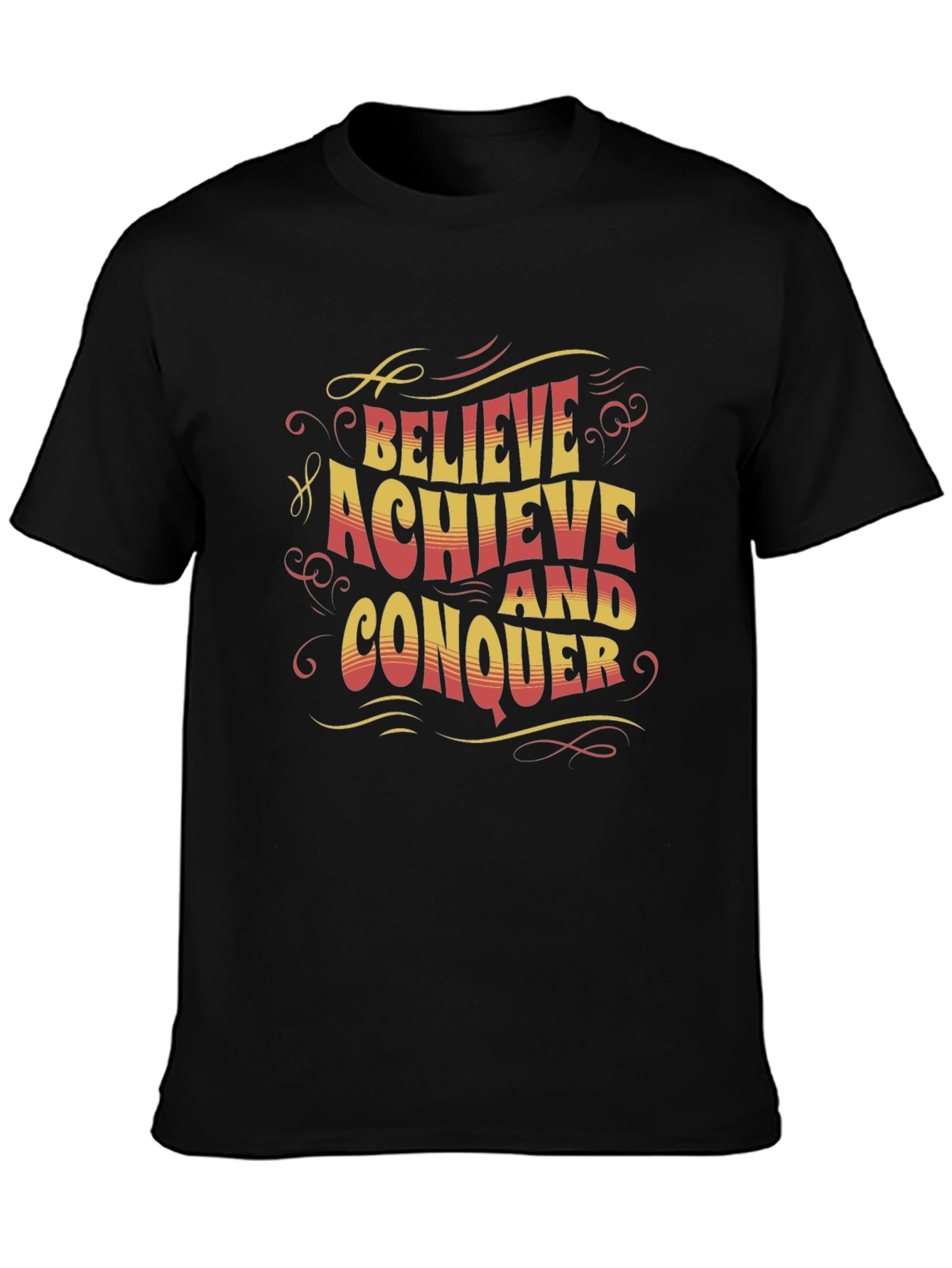 Believe Achieve Conquer Graphic Tee - Black Cotton T-Shirt