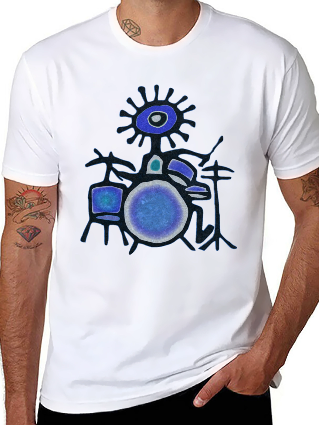 Abstract Drummer T-Shirt - Unique Graphic Tee