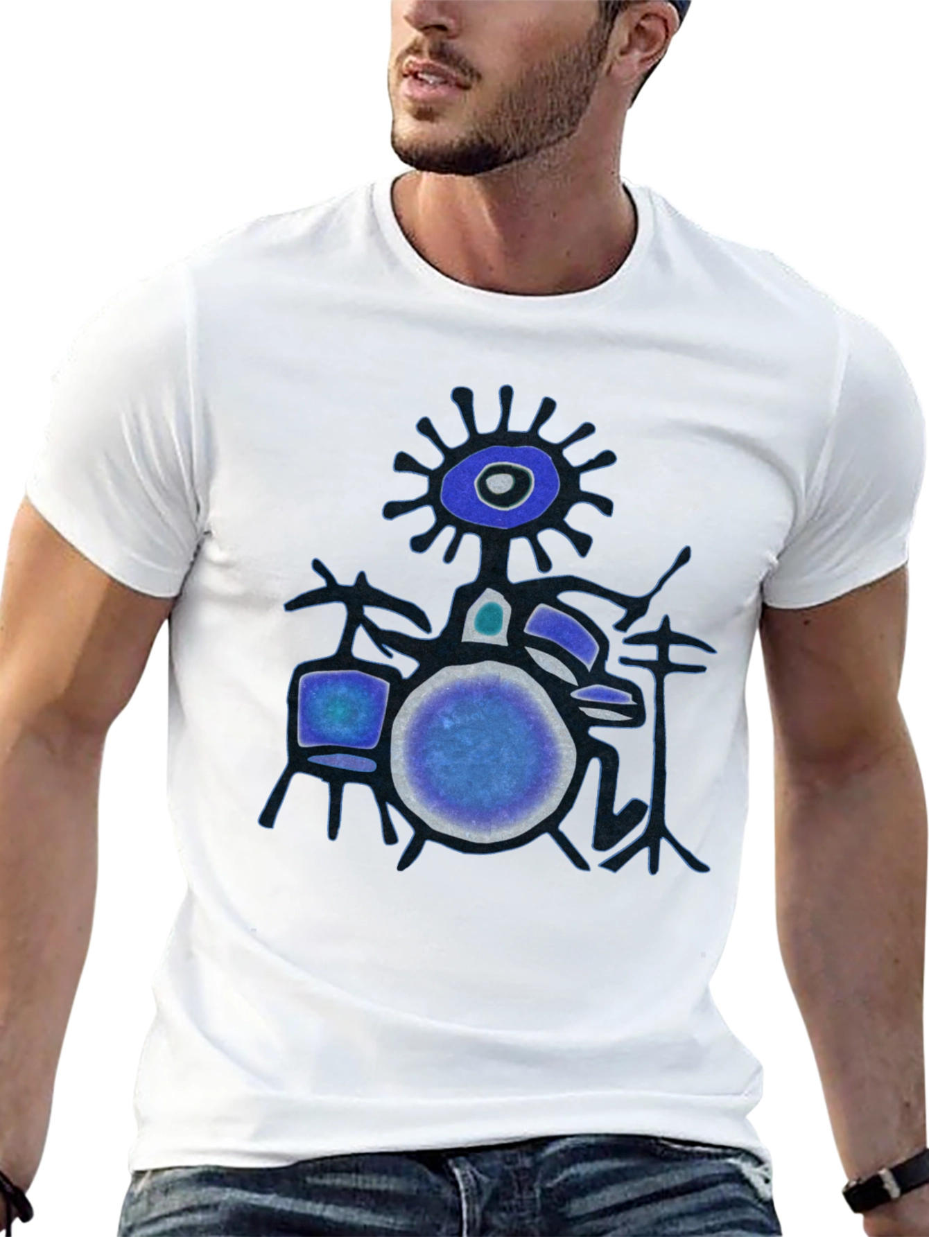 Abstract Drummer T-Shirt - Unique Graphic Tee