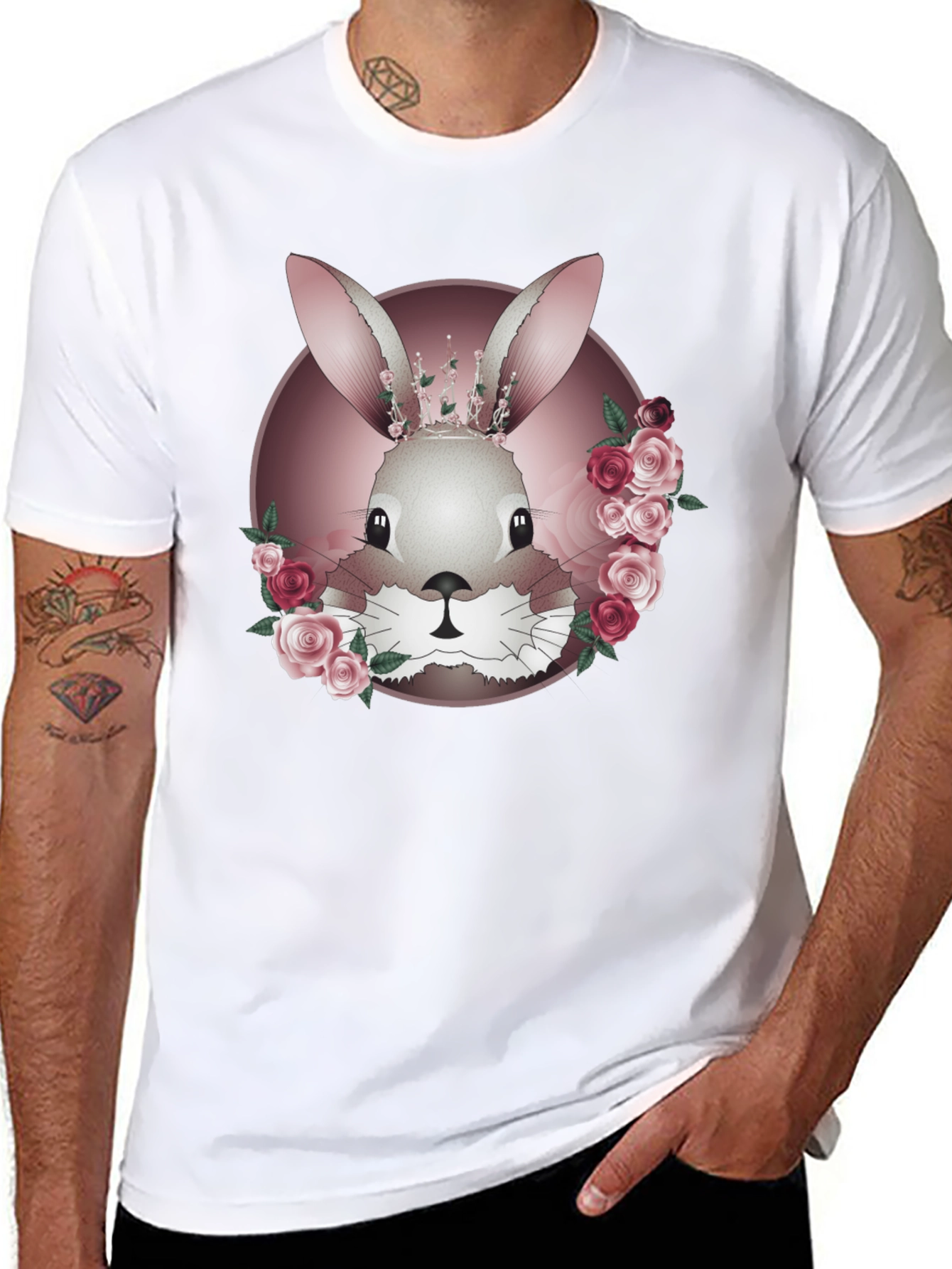 Floral Bunny Graphic Tee - Stylish & Unique