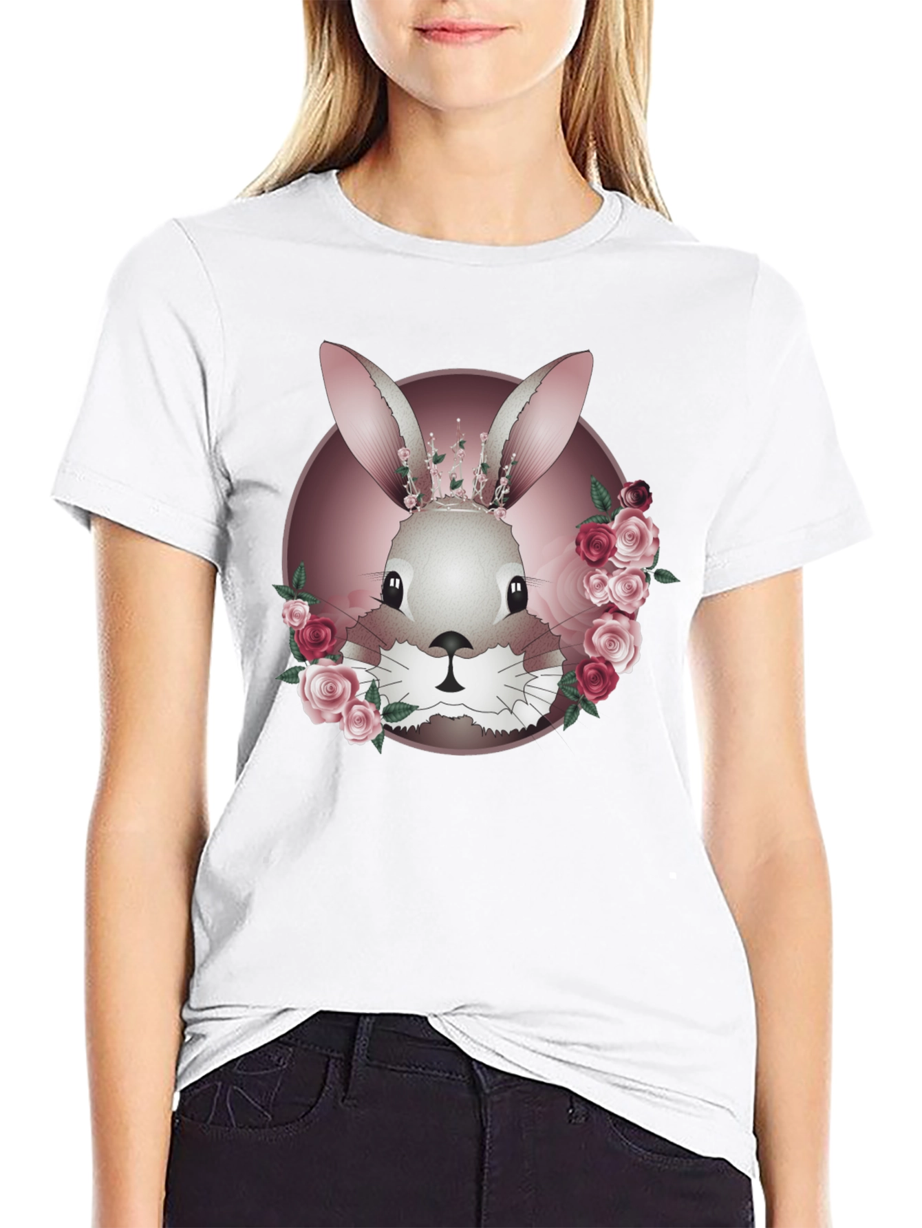 Floral Bunny Graphic Tee - Stylish & Unique