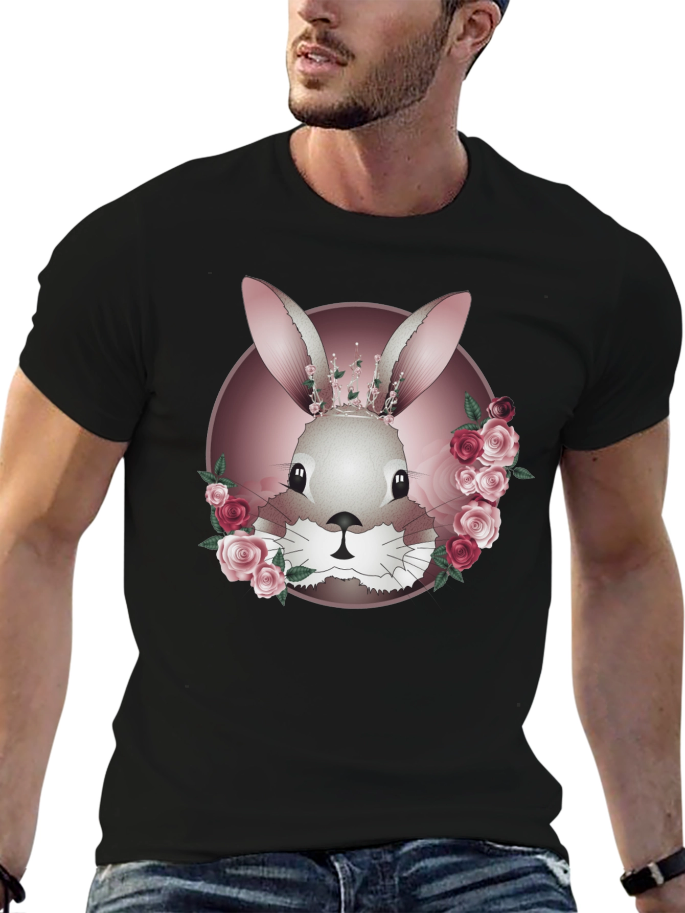 Floral Bunny Graphic Tee - Stylish & Unique
