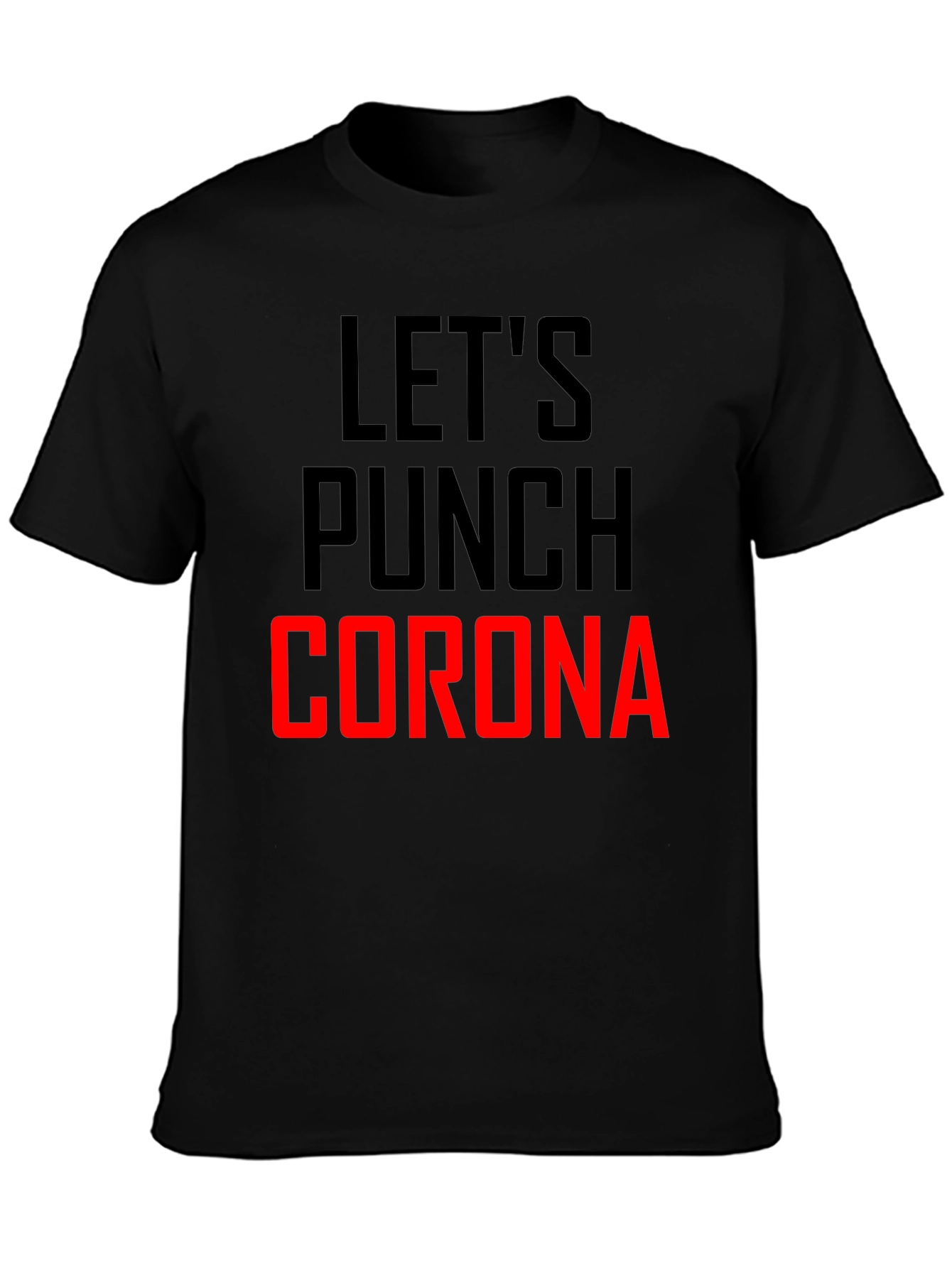 Lets Punch Corona Black Graphic T-Shirt