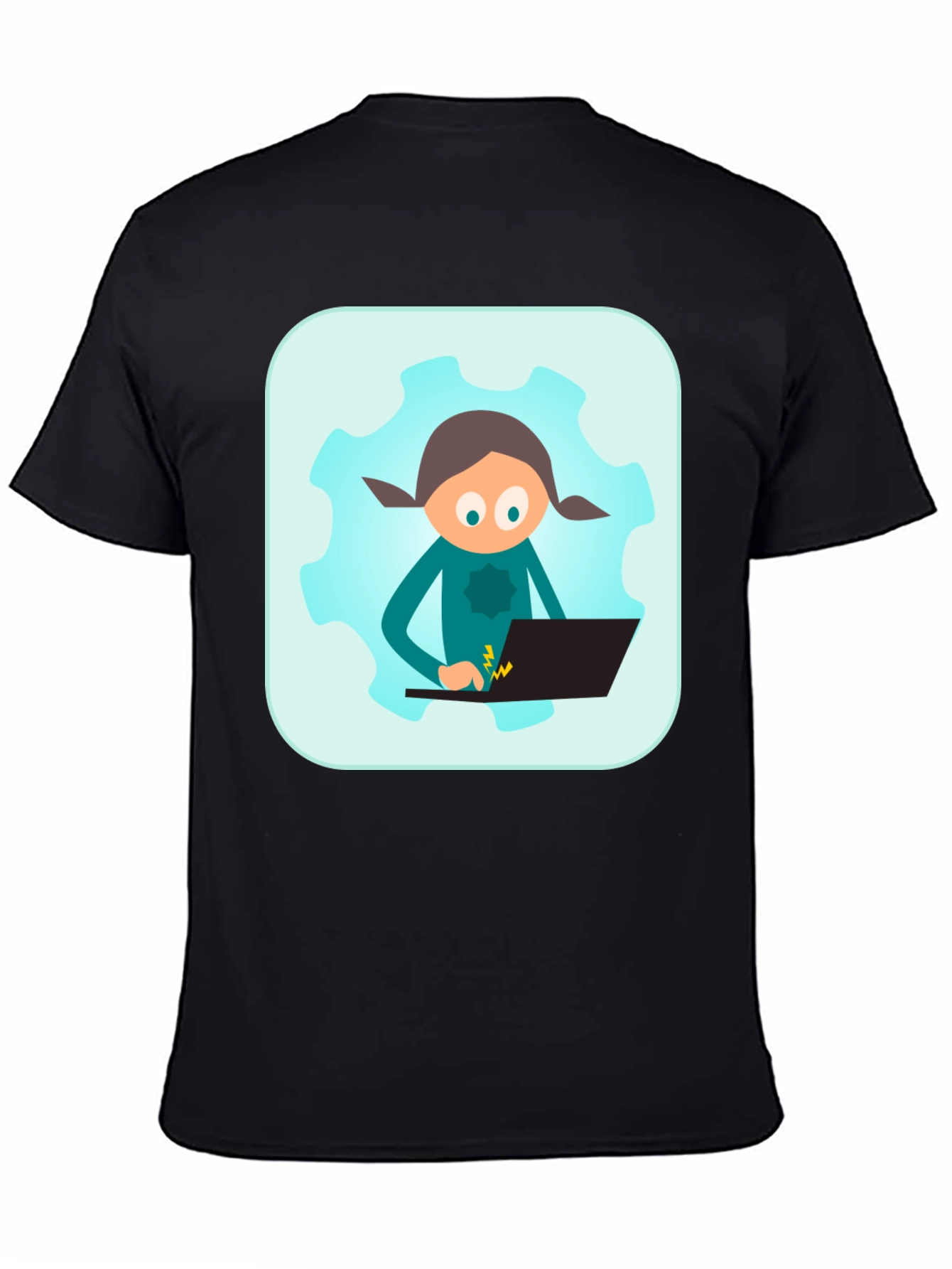 Coder Girl on Gear Black T-Shirt