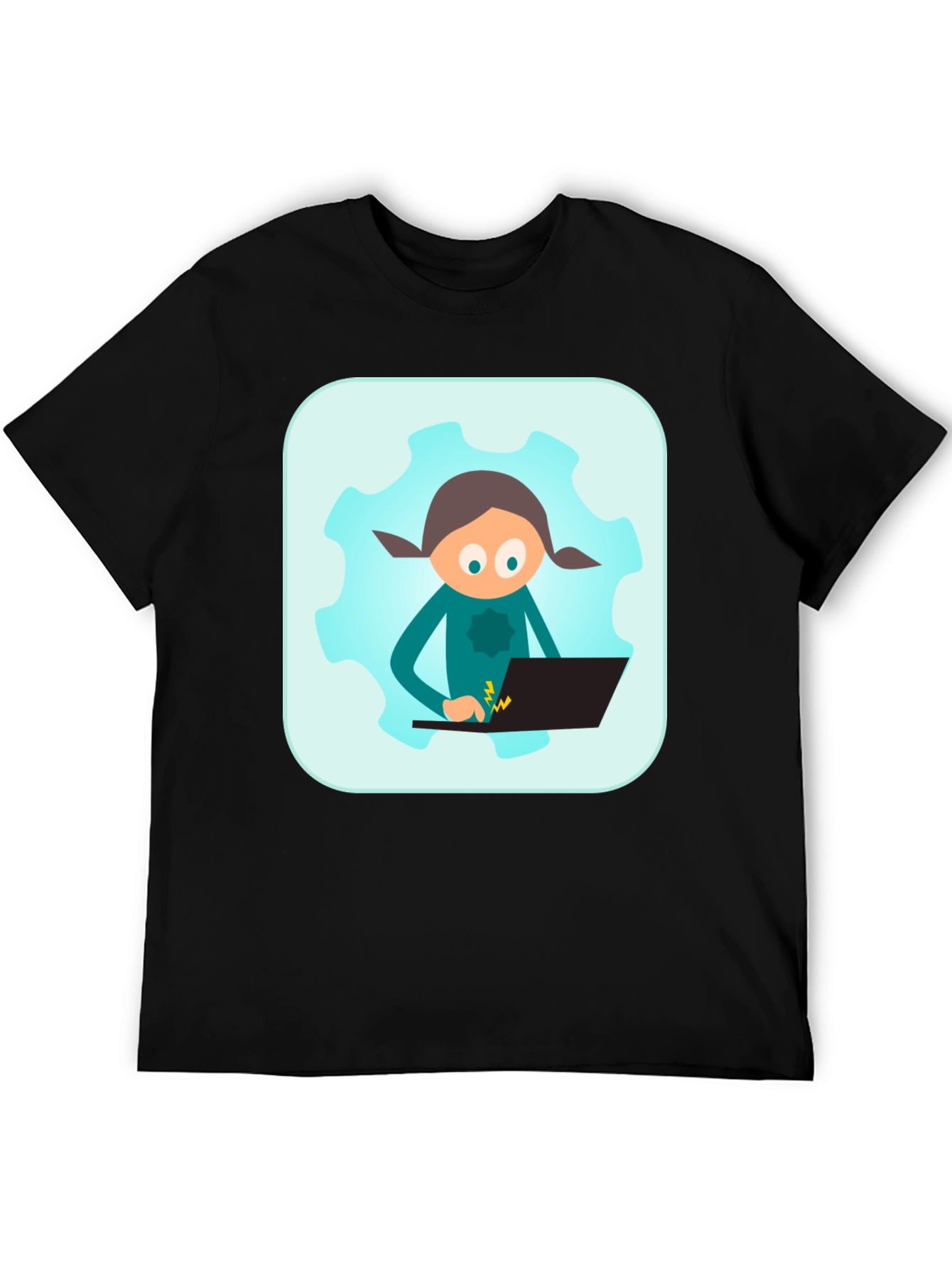 Coder Girl on Gear Black T-Shirt