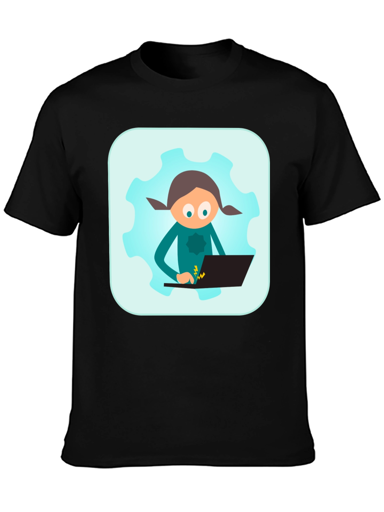 Coder Girl on Gear Black T-Shirt