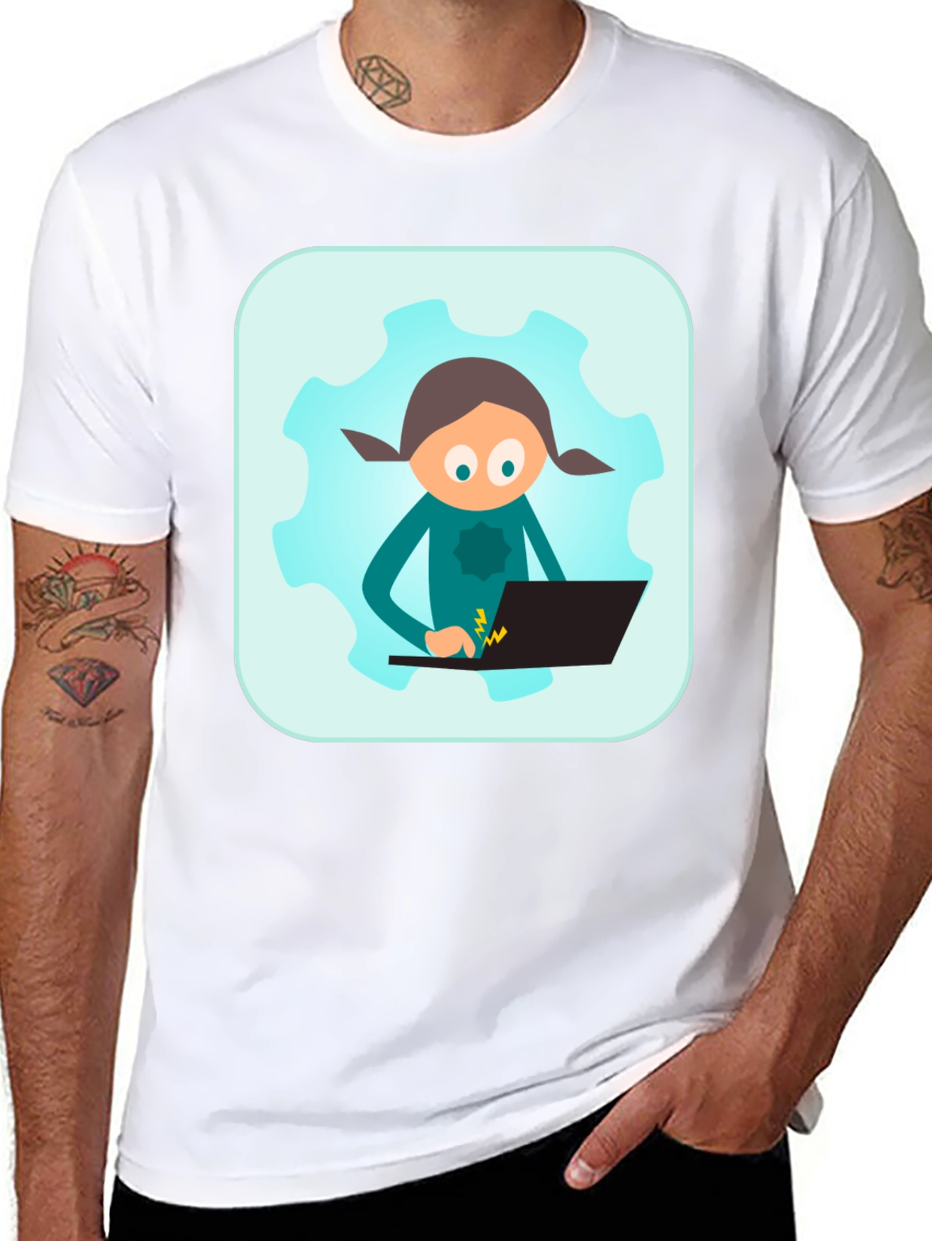 Coder Girl on Gear Black T-Shirt