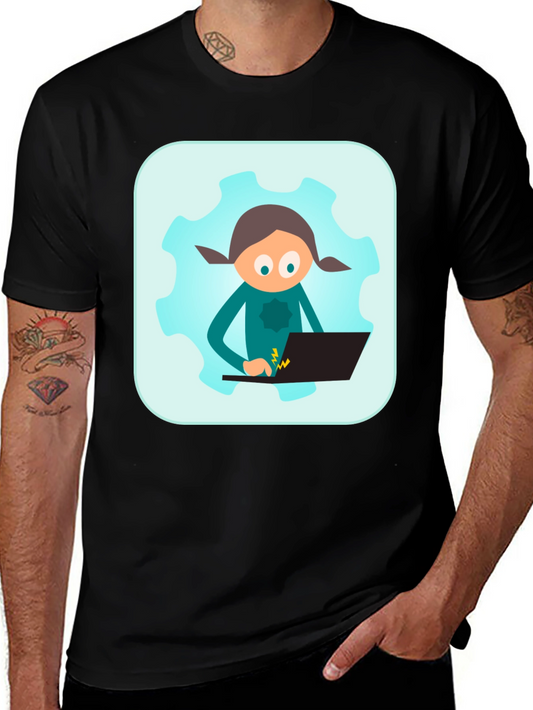 Coder Girl on Gear Black T-Shirt