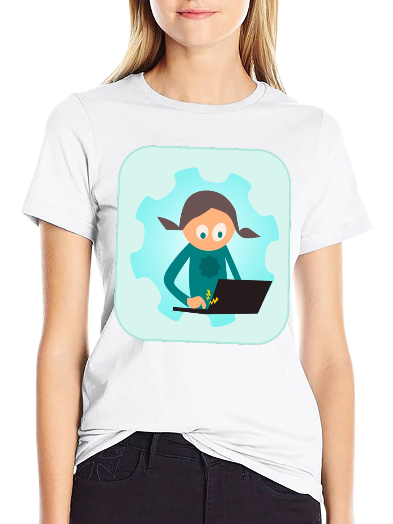 Coder Girl on Gear Black T-Shirt
