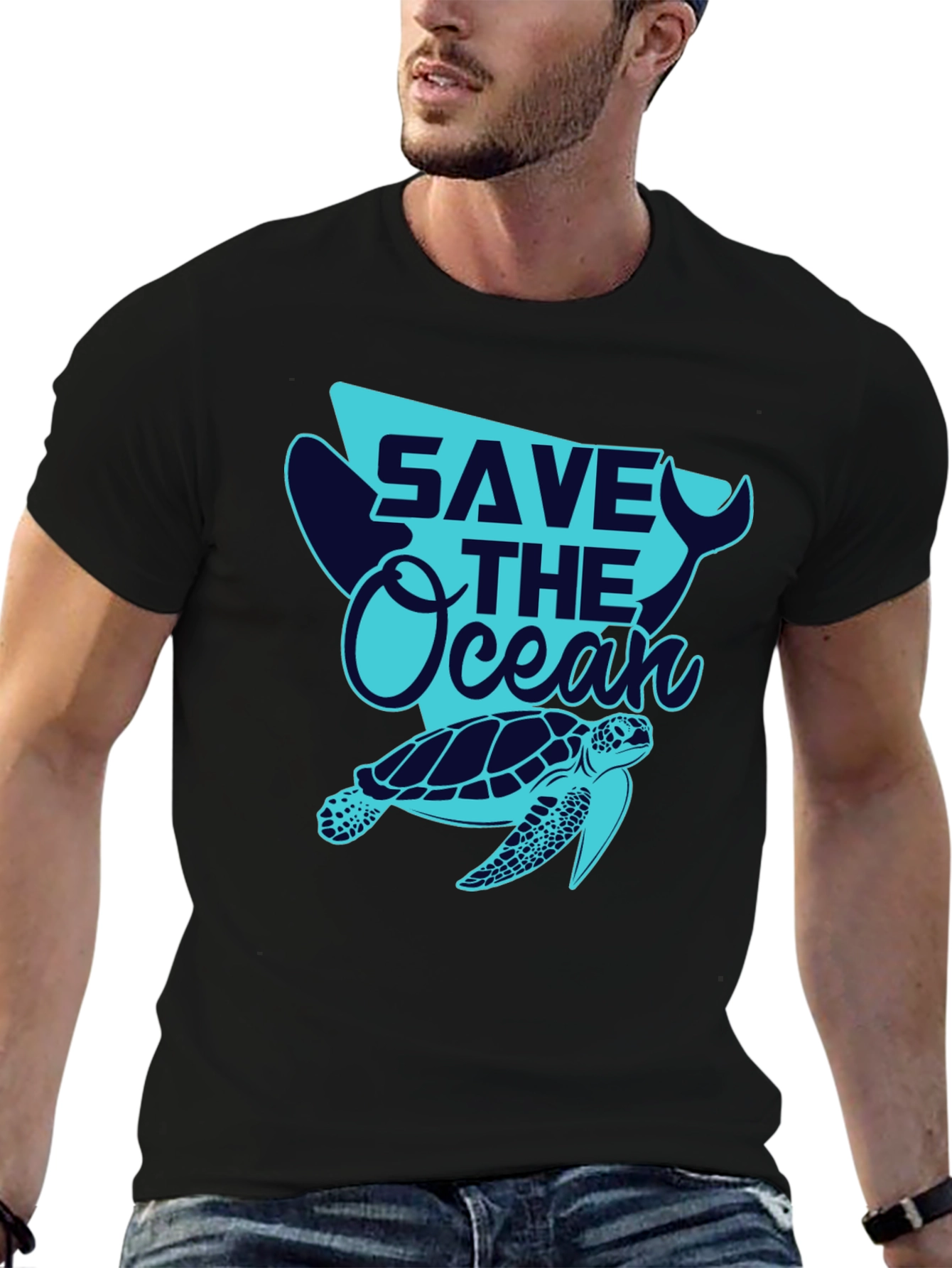 Save the Ocean Tee - Whale and Turtle Graphic