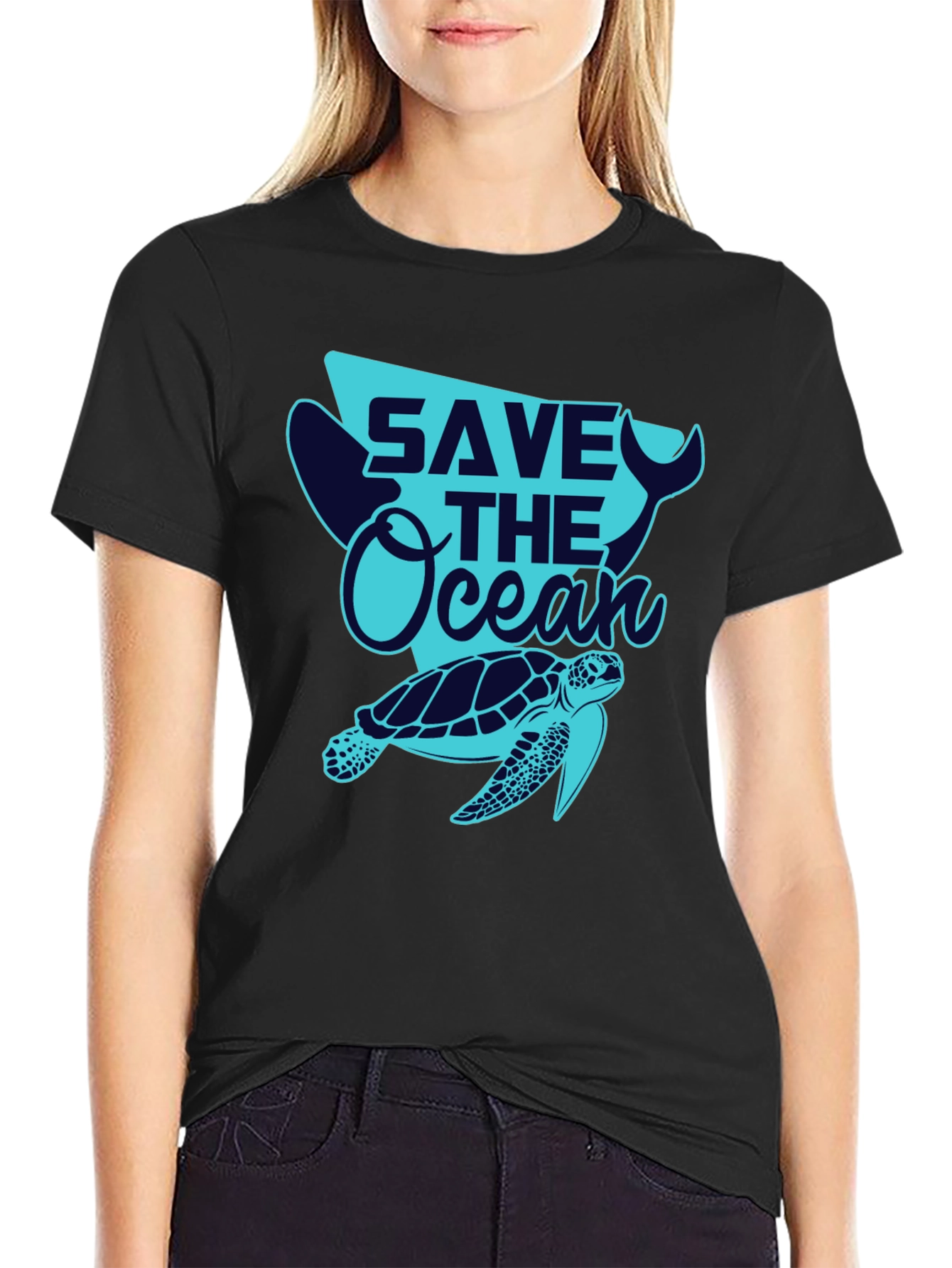 Save the Ocean Tee - Whale and Turtle Graphic
