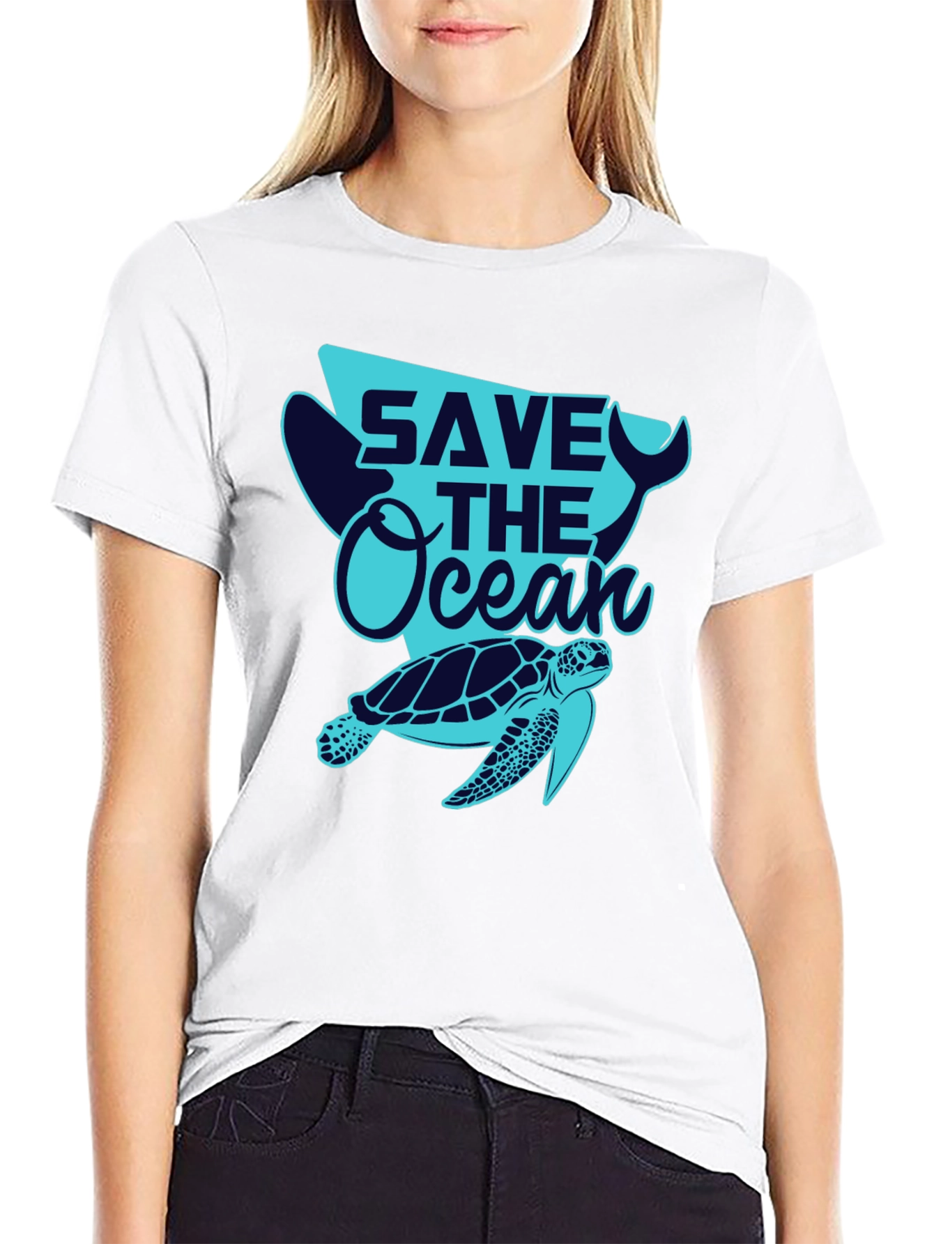 Save the Ocean Tee - Whale and Turtle Graphic