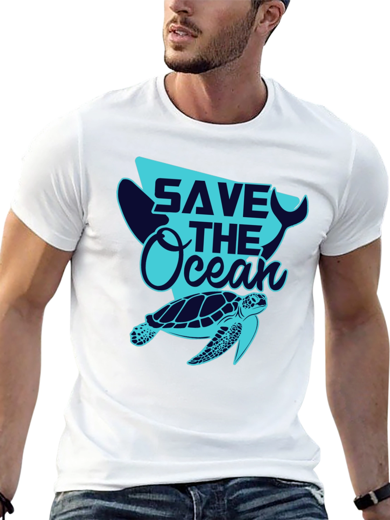 Save the Ocean Tee - Whale and Turtle Graphic