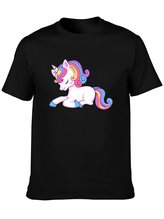 Cute Unicorn Graphic Tee - Black Casual Shirt