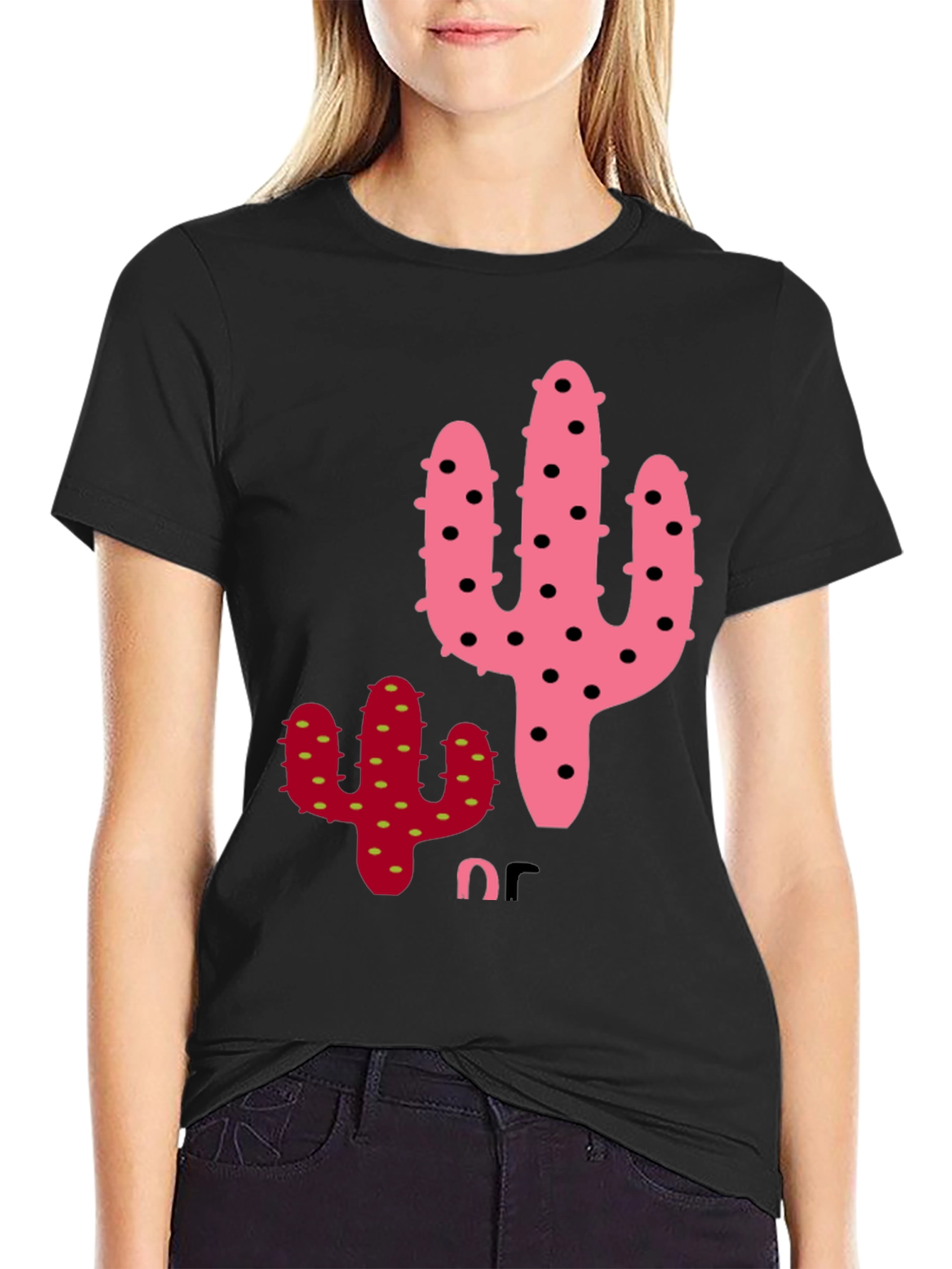 Cactus Graphic Tee - Quirky Black T-Shirt