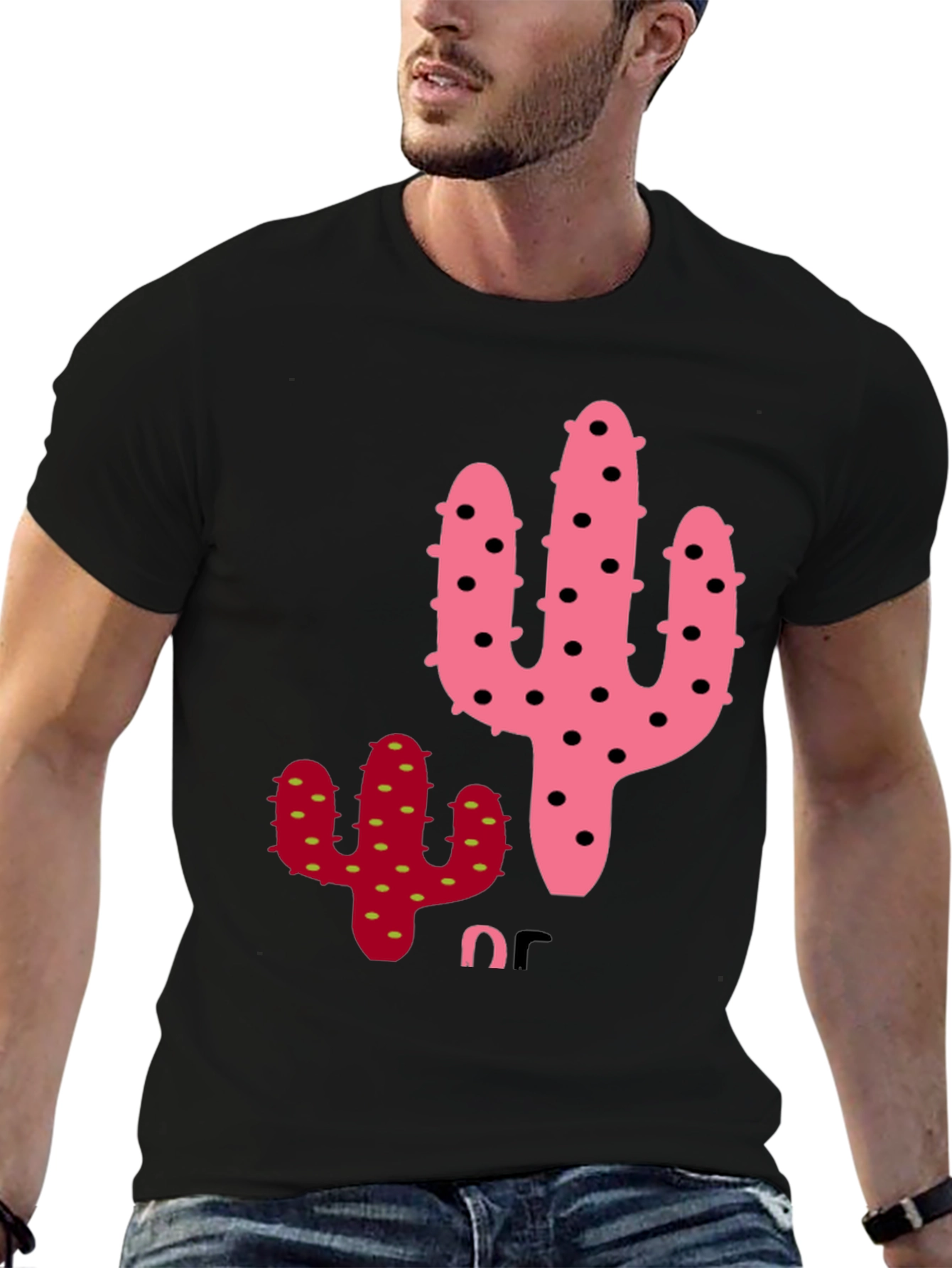 Cactus Graphic Tee - Quirky Black T-Shirt