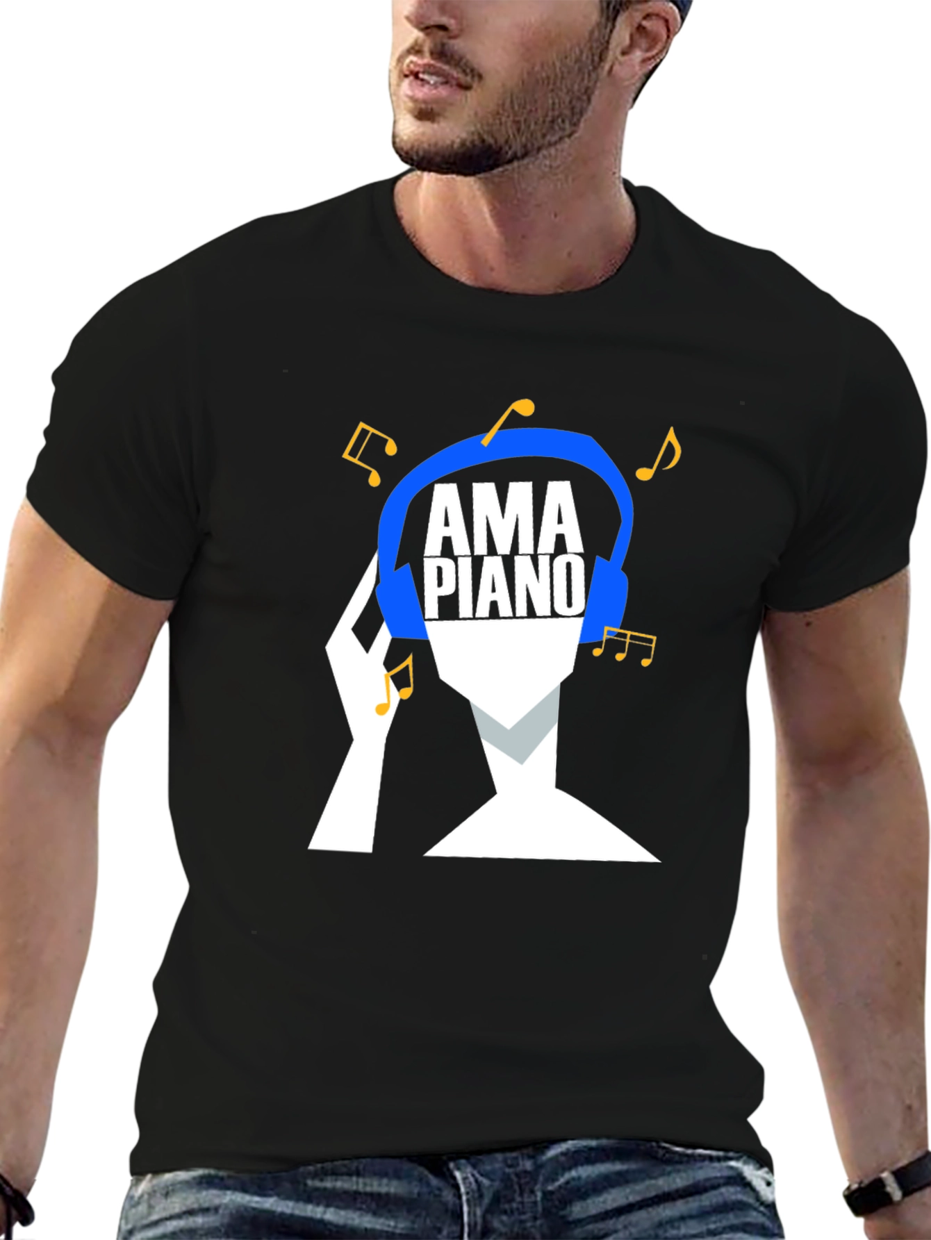 AmPiano Music Lover Tee - Black Cotton Graphic T-Shirt