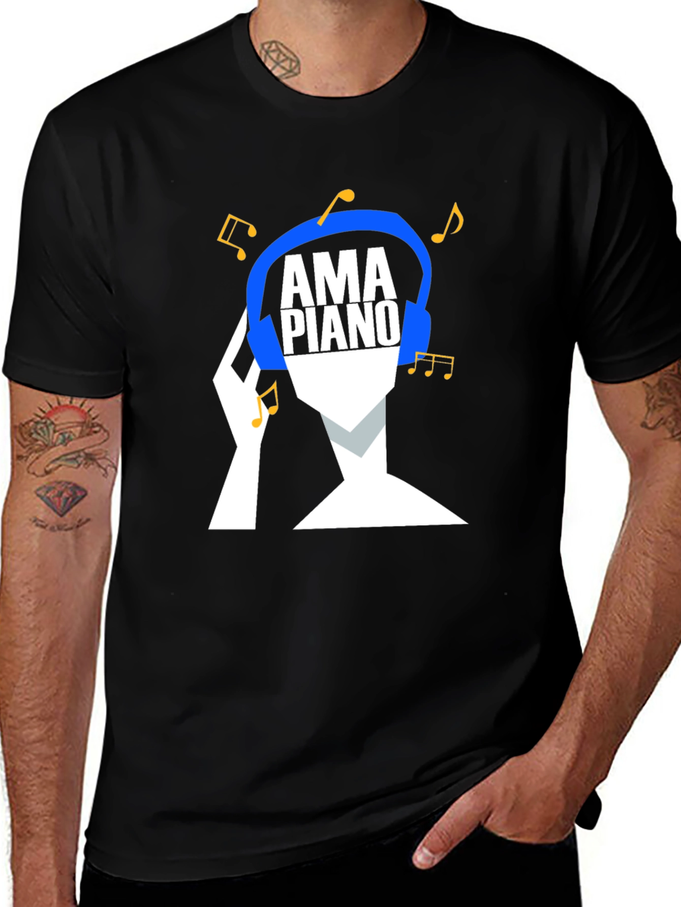 AmPiano Music Lover Tee - Black Cotton Graphic T-Shirt