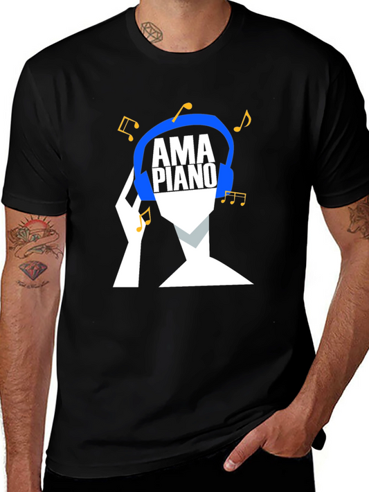 AmPiano Music Lover Tee - Black Cotton Graphic T-Shirt