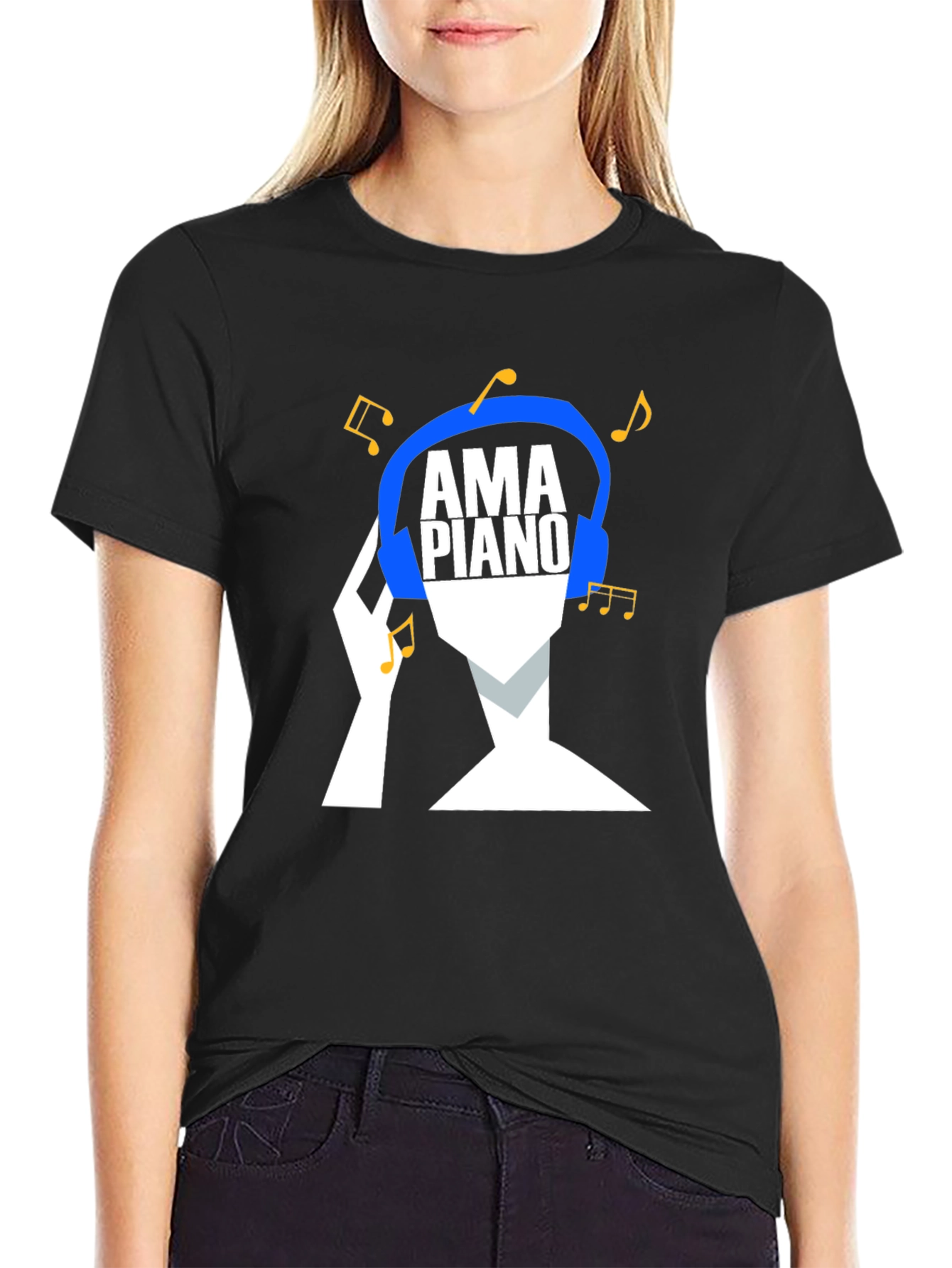 AmPiano Music Lover Tee - Black Cotton Graphic T-Shirt