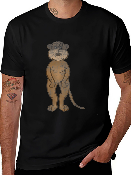 Cartoon Animal Graphic Print Black Casual T-Shirt