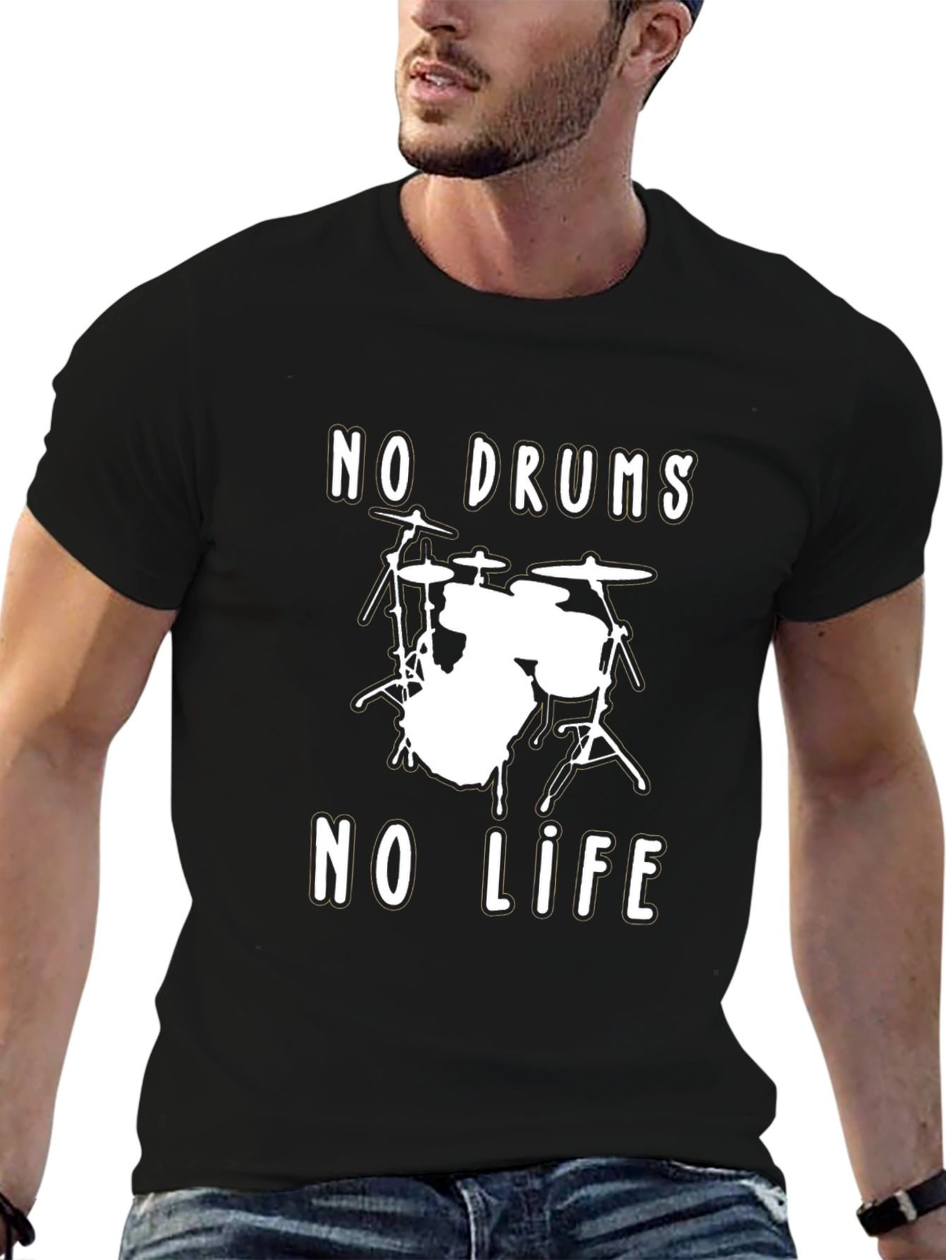 No Drums No Life Graphic Tee - Musician T-Shirt