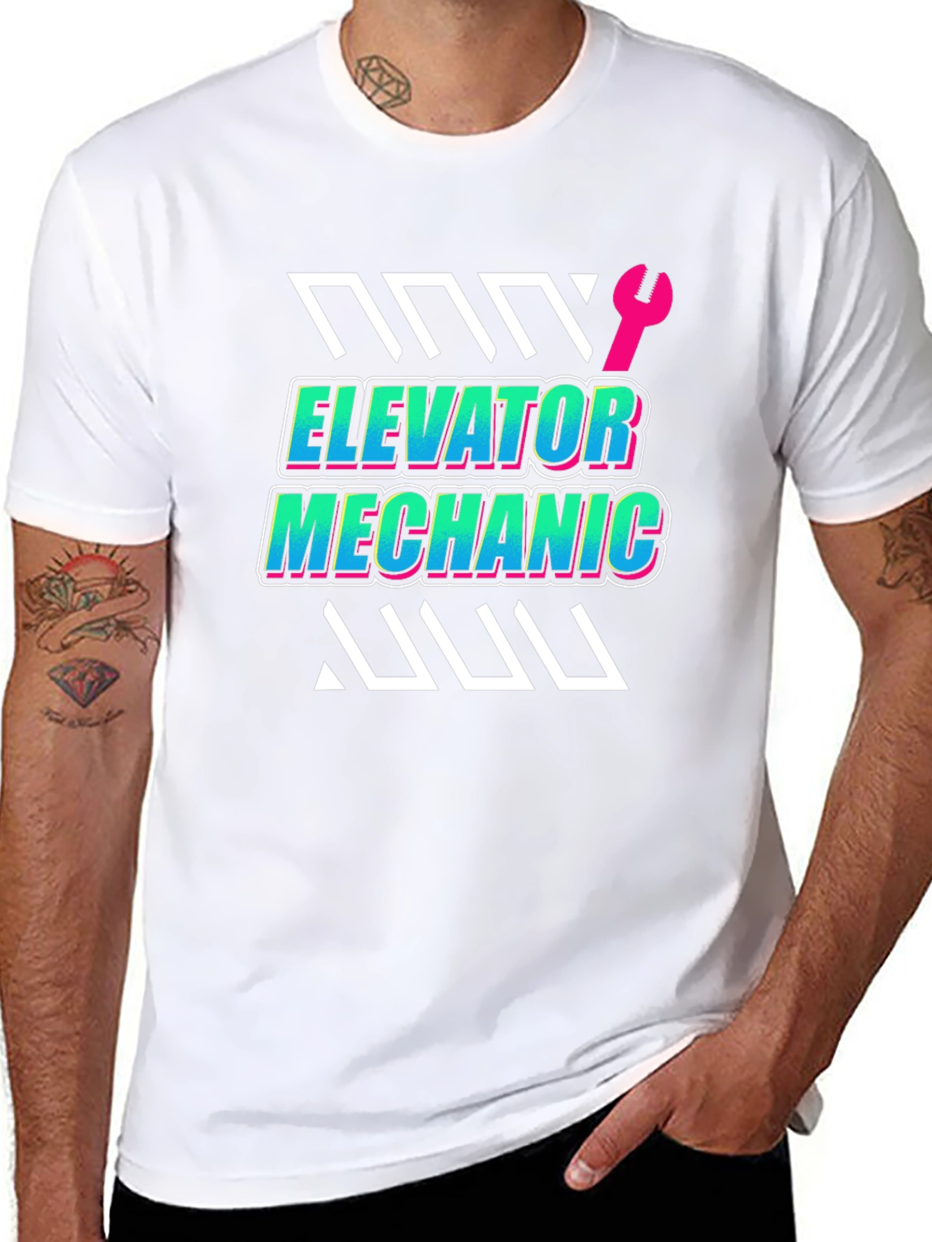Elevator Mechanic Graphic Tee - Black
