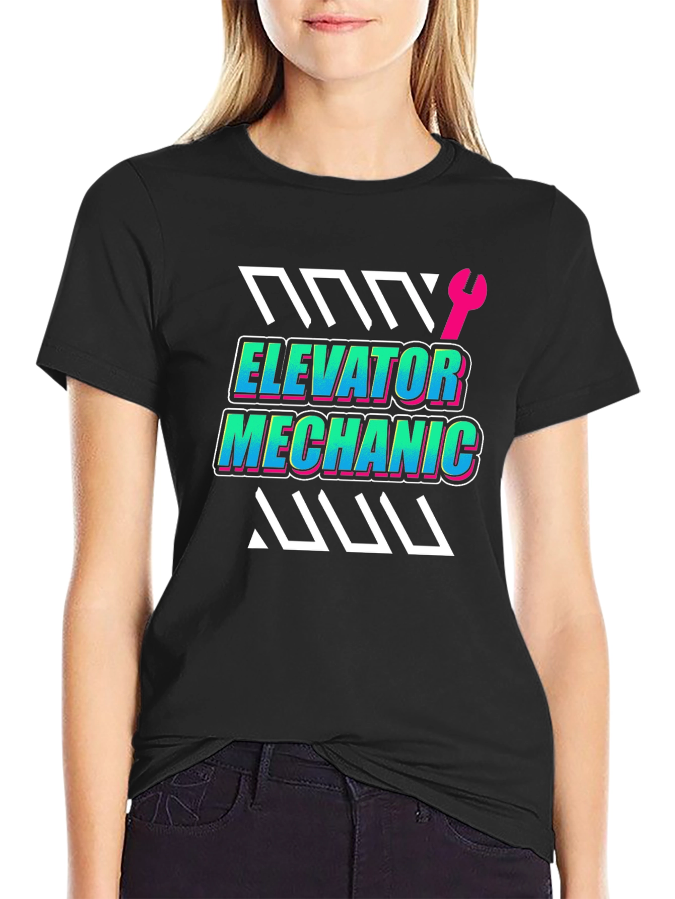 Elevator Mechanic Graphic Tee - Black