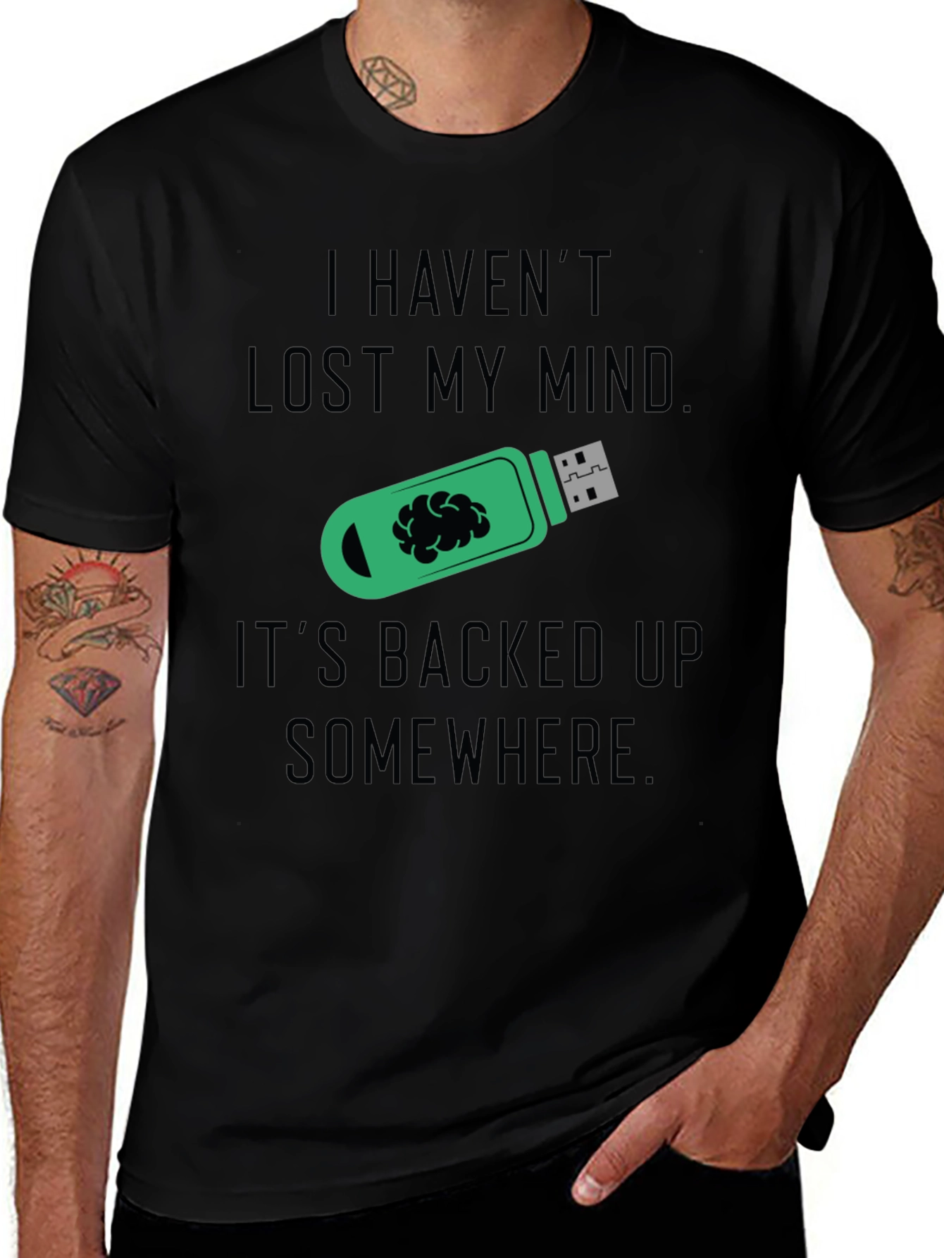 Funny Mind Backed Up USB Drive Graphic Tee
