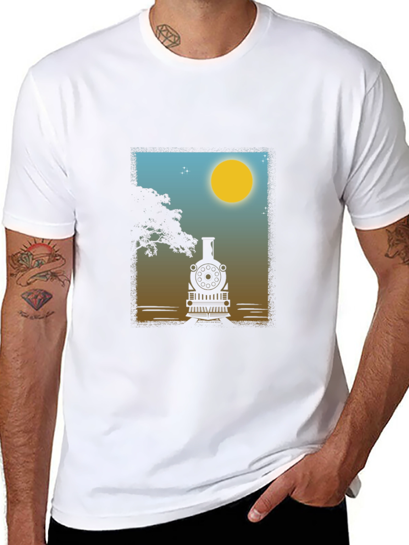 Train Silhouette Graphic Tee - Classic Comfort