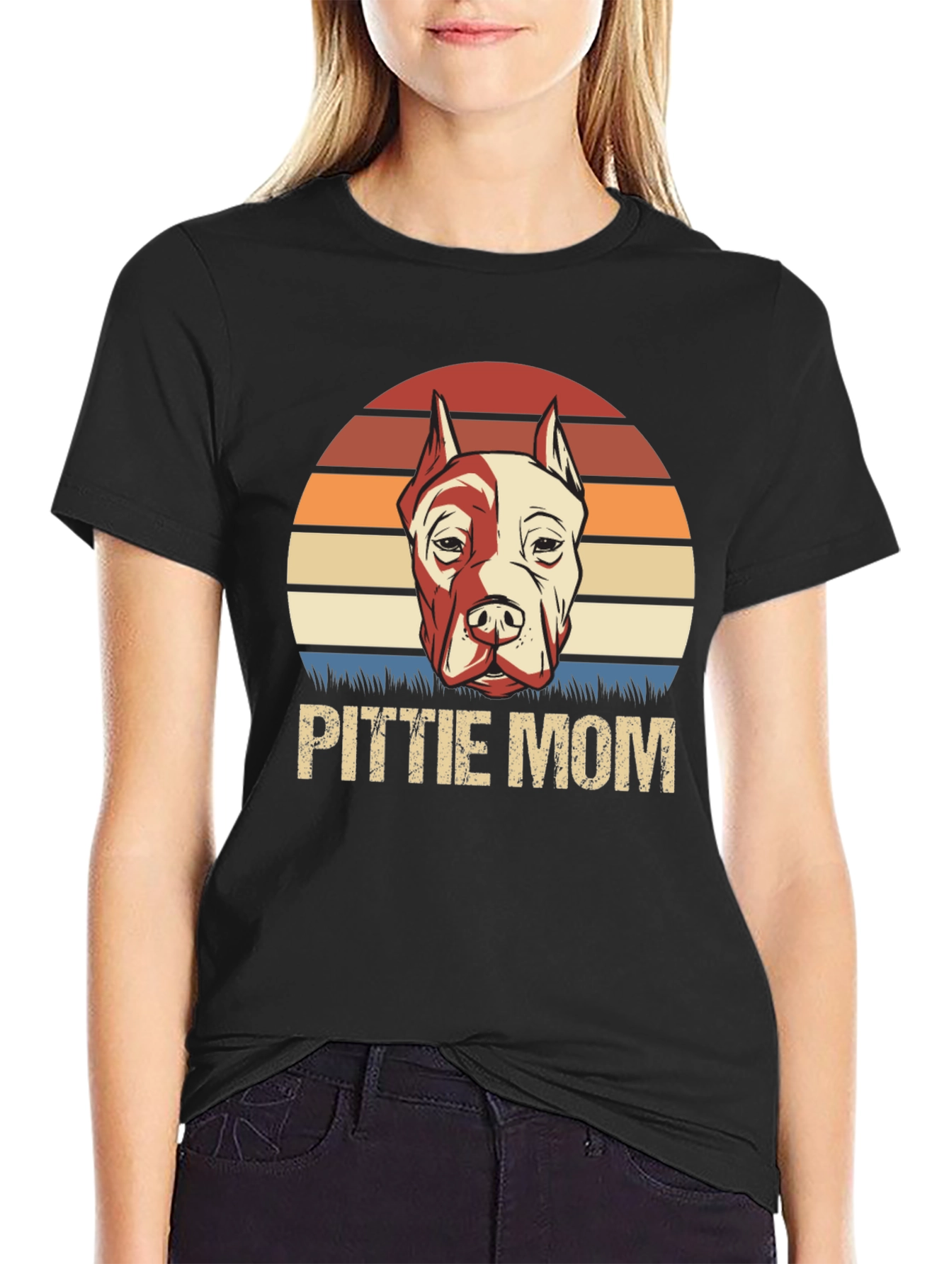 Pittie Mom Retro Dog Lover T-Shirt