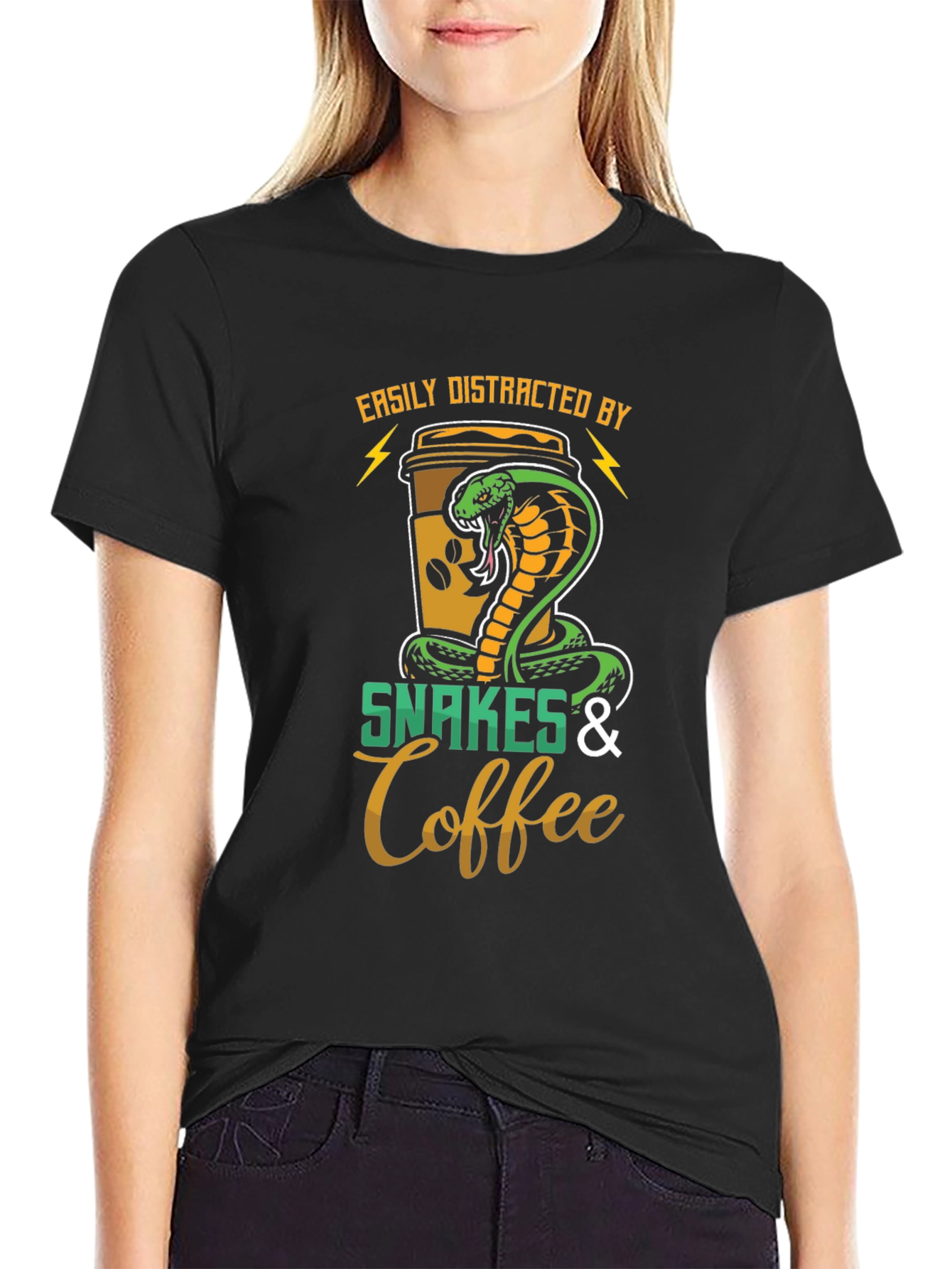 Easily Distracted by Snakes & Coffee Graphic T-Shirt